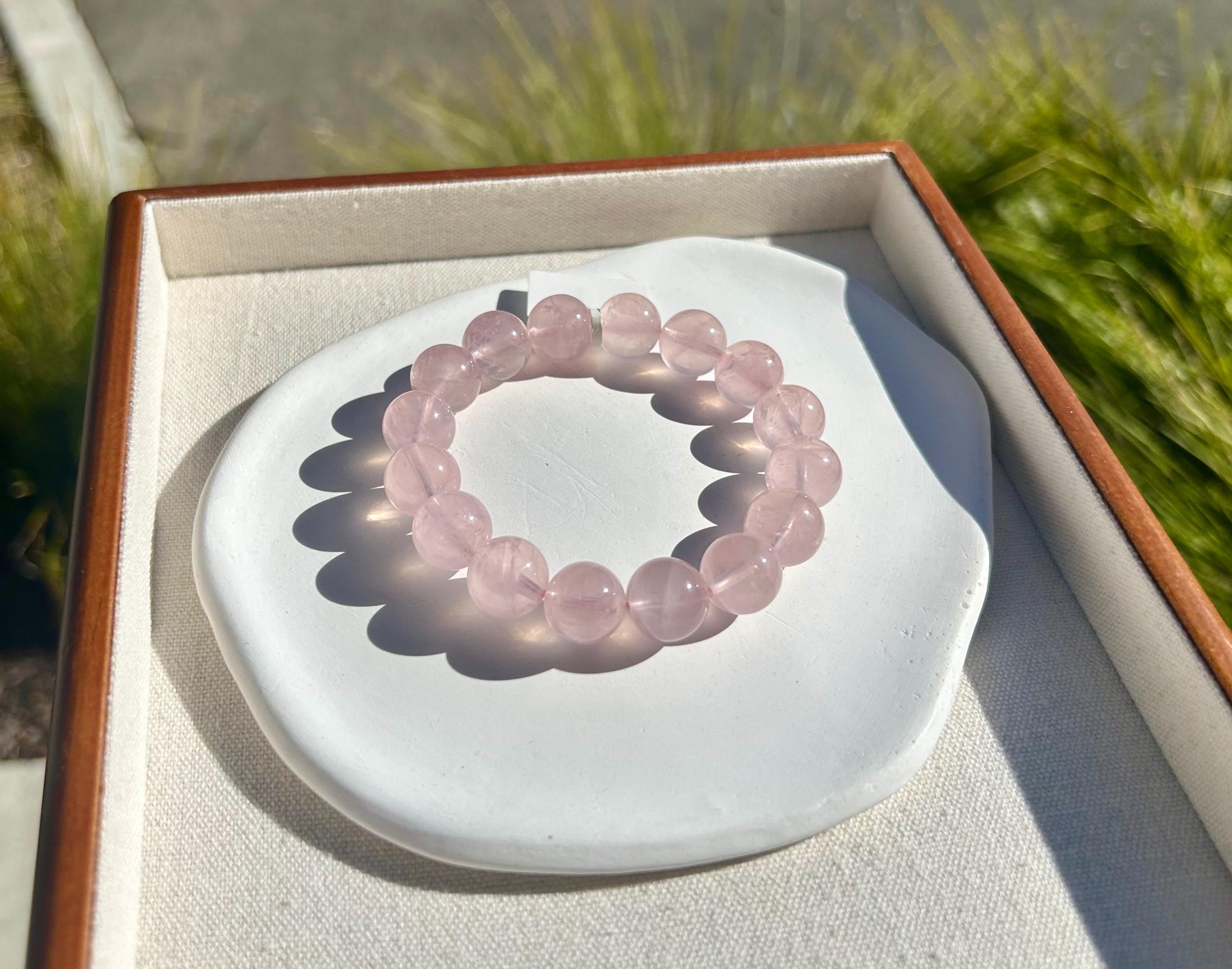 Chunky Rose Quartz Beaded Bracelet - 13mm+ Crystal Beads, fits up to 16.8mm wrist (26-185)