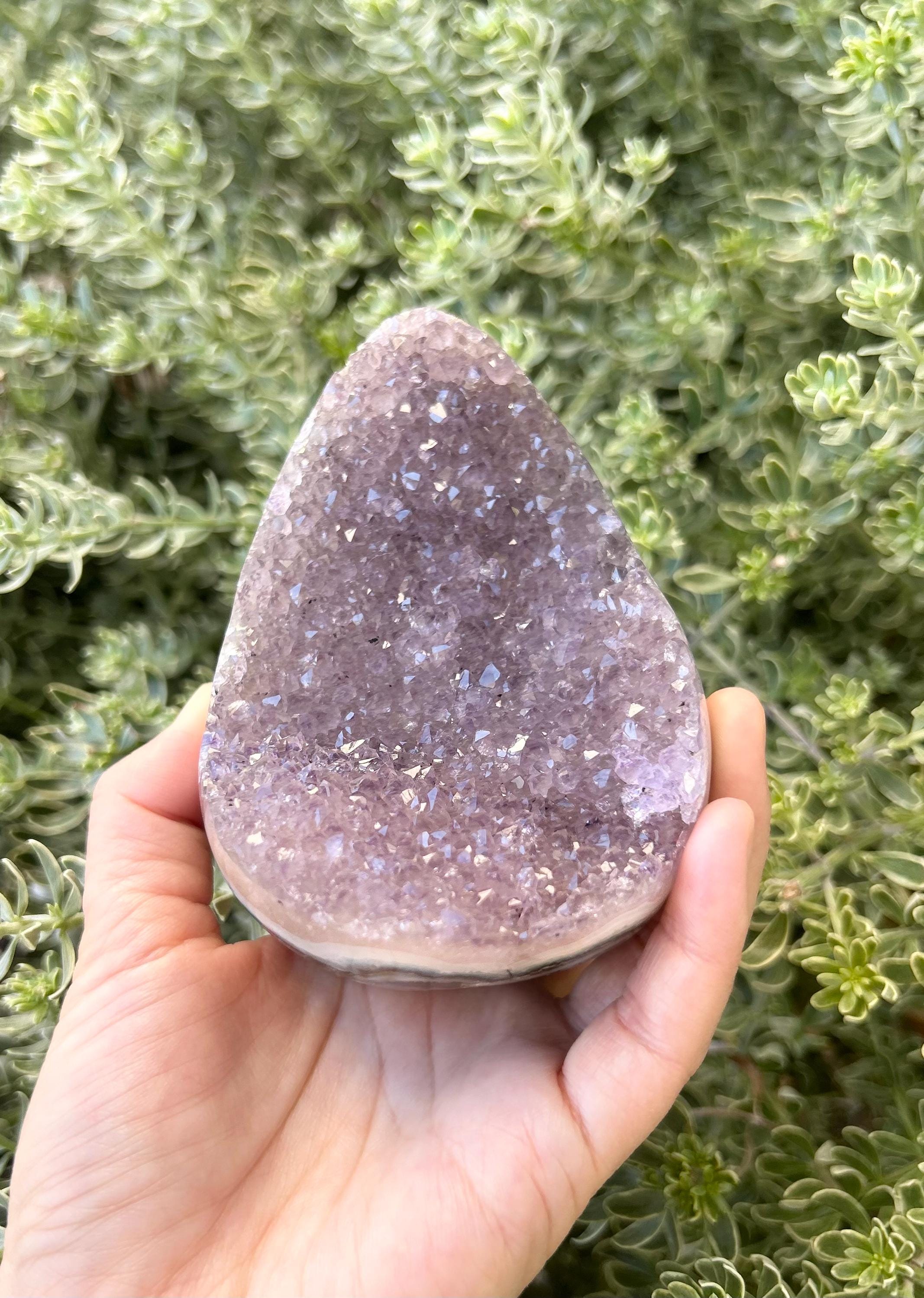 Raw Amethyst Dragon Egg, Egg-Shaped Crystal, Tear Drop Raw Amethyst, Sunset Purple Amethyst Egg (R-007)