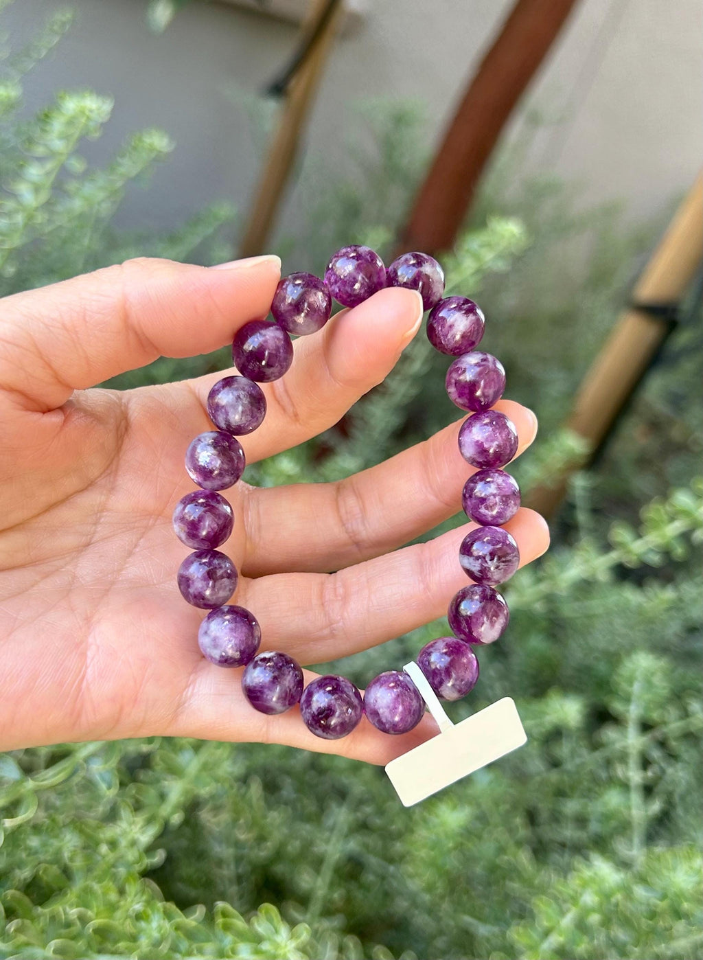Purple Lepidolite Bracelet: Mica Quartz, 10mm beads, Fits up to 16.8cm Wrist, (26-151)