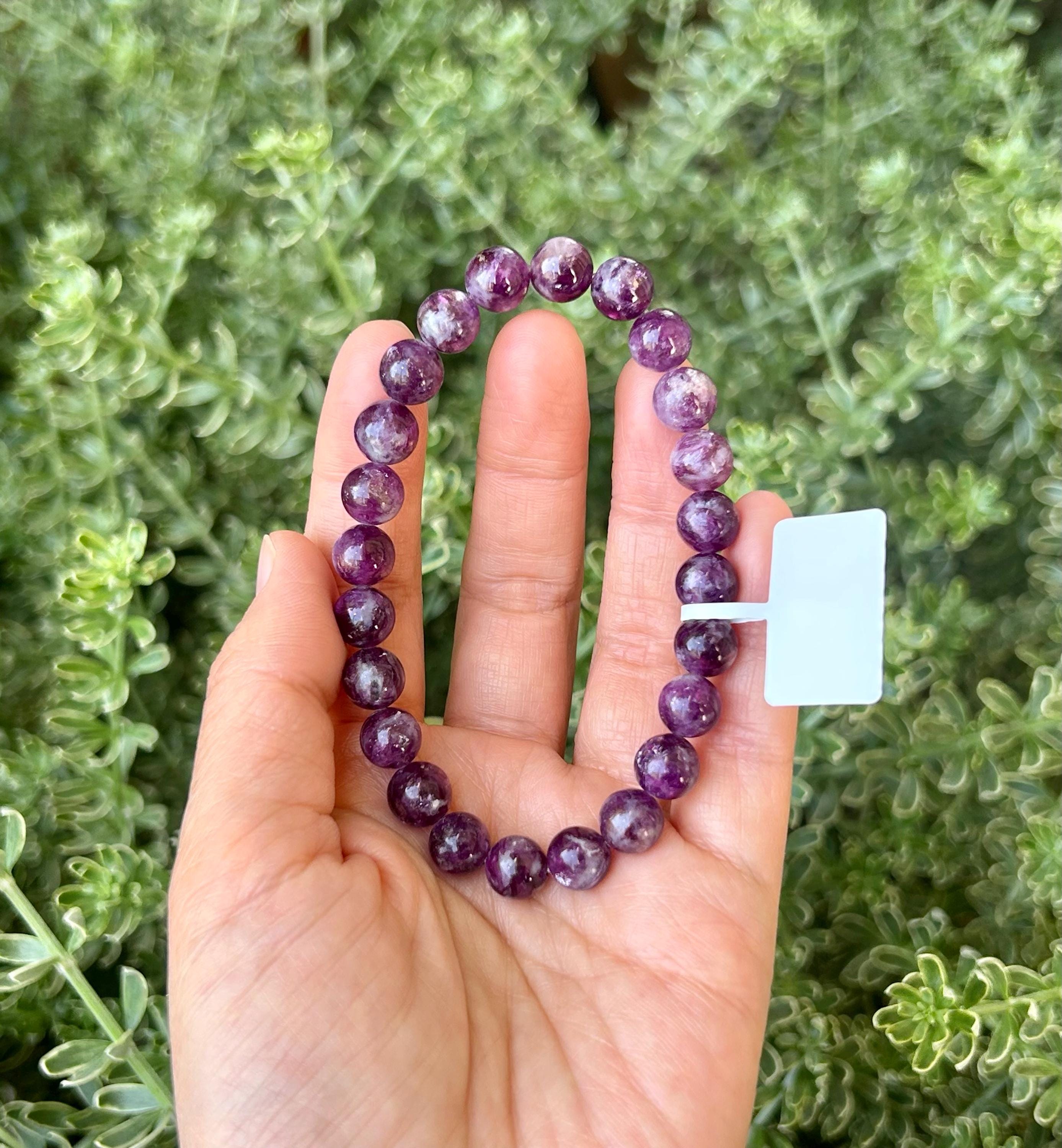 Purple Lepidolite Bracelet: Mica Rutilated Quartz, Fits 17cm Wrist, (25-083)