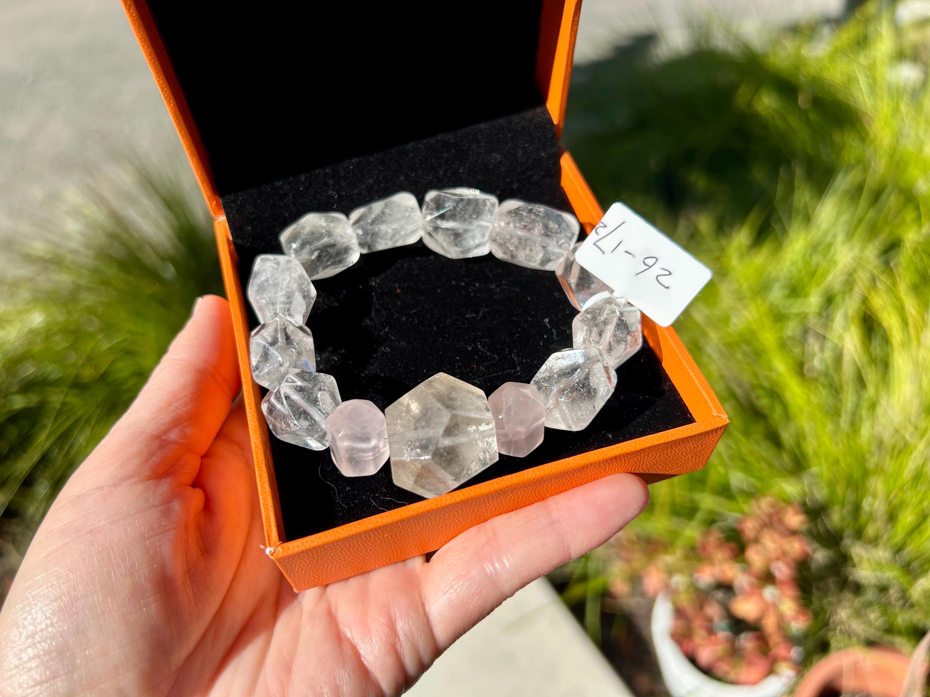 Clear Quartz Crystal Nugget Bracelet, fits up to 16cm wrist (26-172)