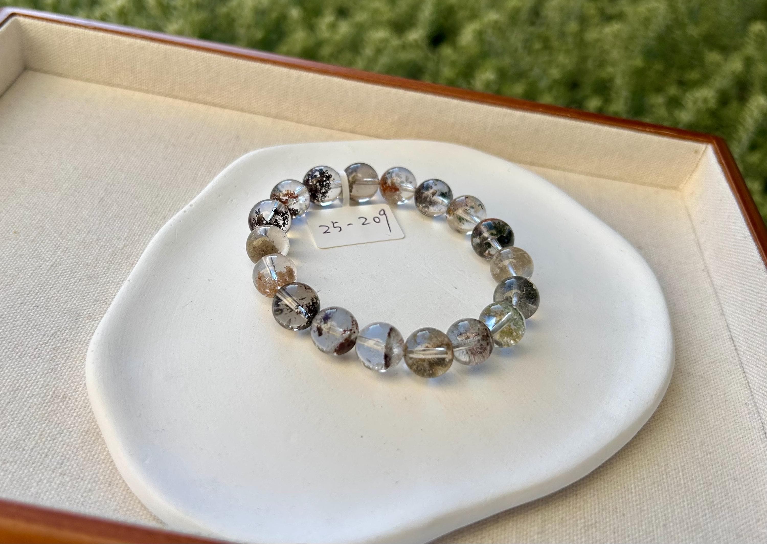 Four Season Phantom Quartz Crystal Bracelet: Eight-Faceted Gemstone Bead, fits up to 16.5cm wrist (25-209)