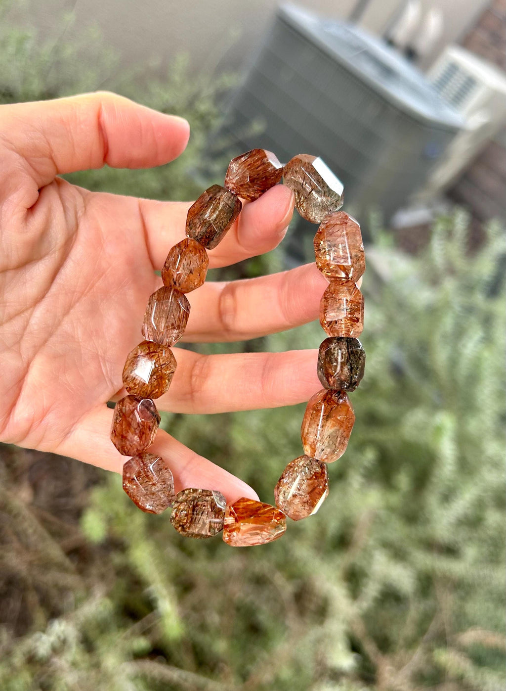 Black Gold Rutile Quartz Crystal Bead Bracelet, multi color rutile beads bracelet (GH-029)