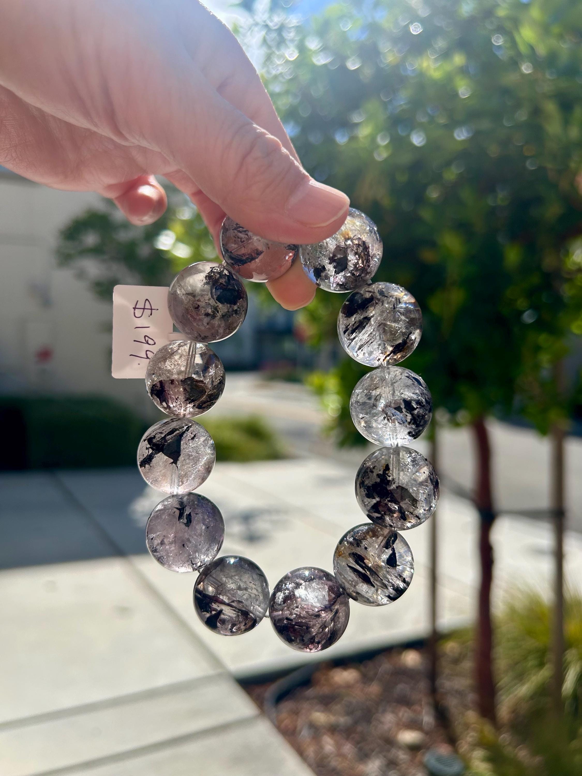 Healing Crystal, Chunky Herkimer Diamond Crystal beads Bracelet, High Frequency Stone, 20mm Herkimer beads, fits up to 18cm wrist (GH-035)