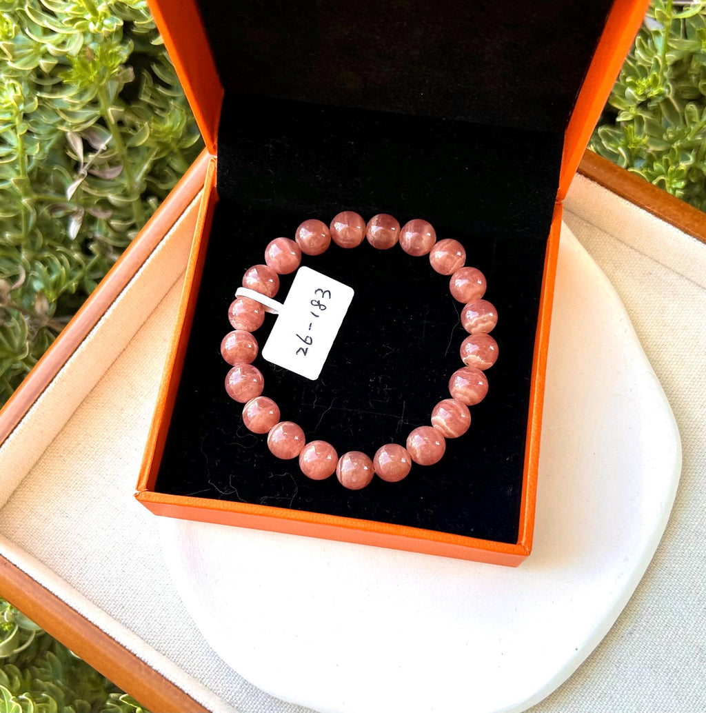 High Quality Natural Rhodochrosite beads bracelet, Natural Stone Beads Stretchy Bracelet, - 9mm beads, fits up to 16cm wrist (26-183)