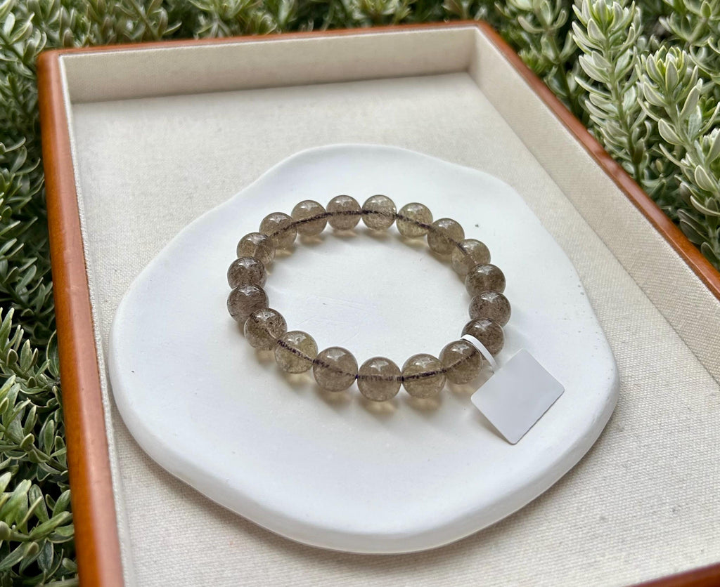 Healing Crystal, High Quality Chunky Libyan Desert Glass Bracelet, Purple Gray Tektite, 11mm+, Fits up to 17cm wrist (26-034)