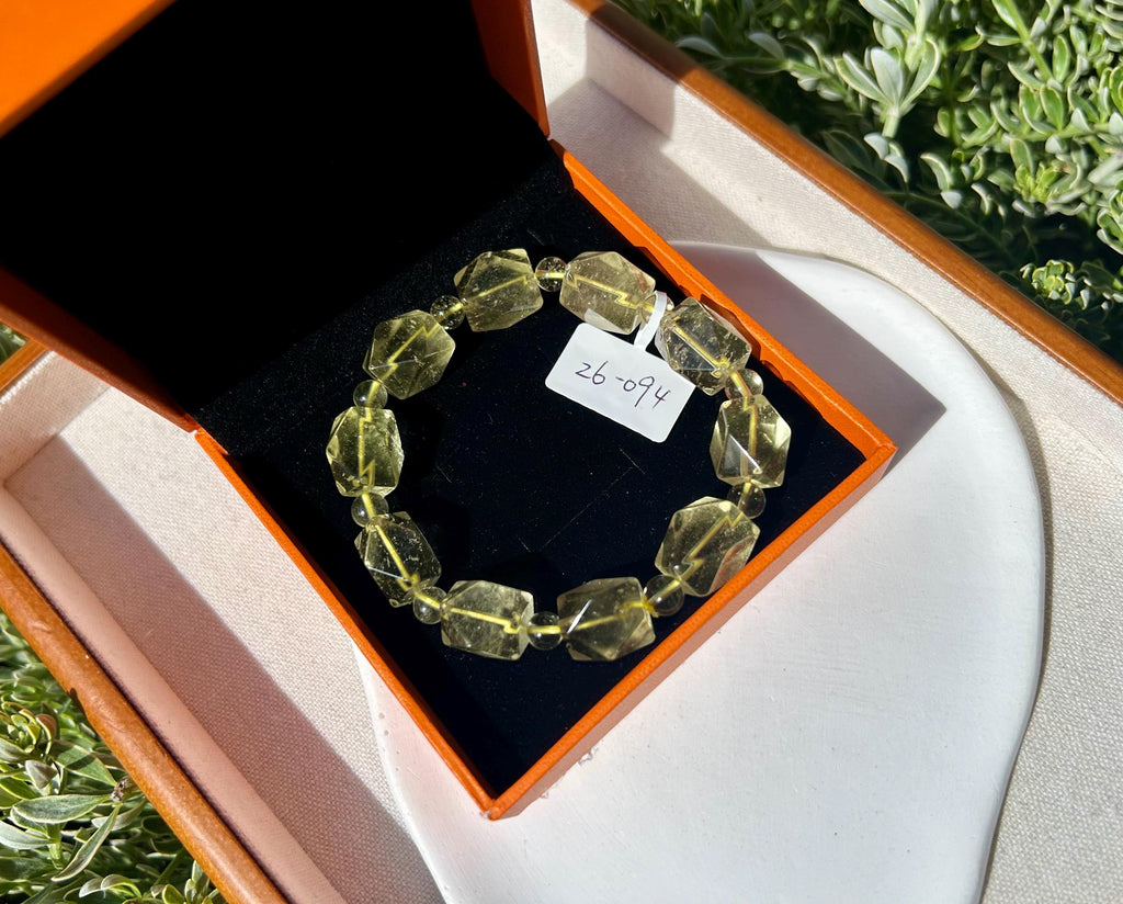 Healing Crystal, Chunky Clean Libyan Desert Glass Bead Bracelet, Gold Tektite, Wealth & Prosperity, first to 17cm wrist (26-094)