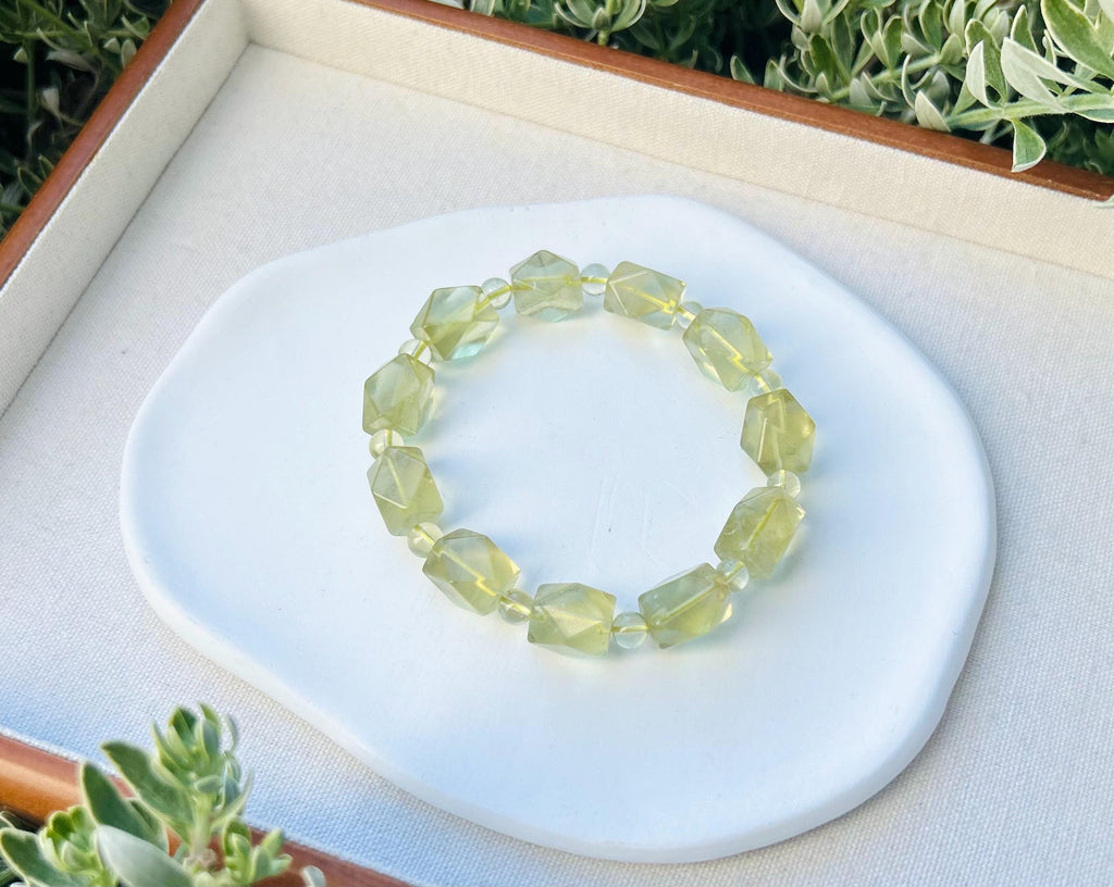 Healing Crystal, Libyan Desert Glass Bead Bracelet, Gold Tektite, Wealth & Prosperity, first to 18cm wrist (GH-017)