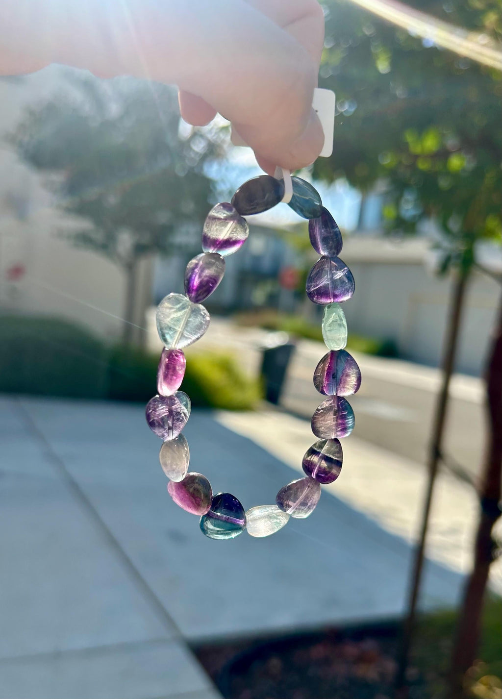 Icy heart shape Fluorite Bracelet, heart shape fluorite beads bracelet, Natural Fluorite Crystal (26-189)