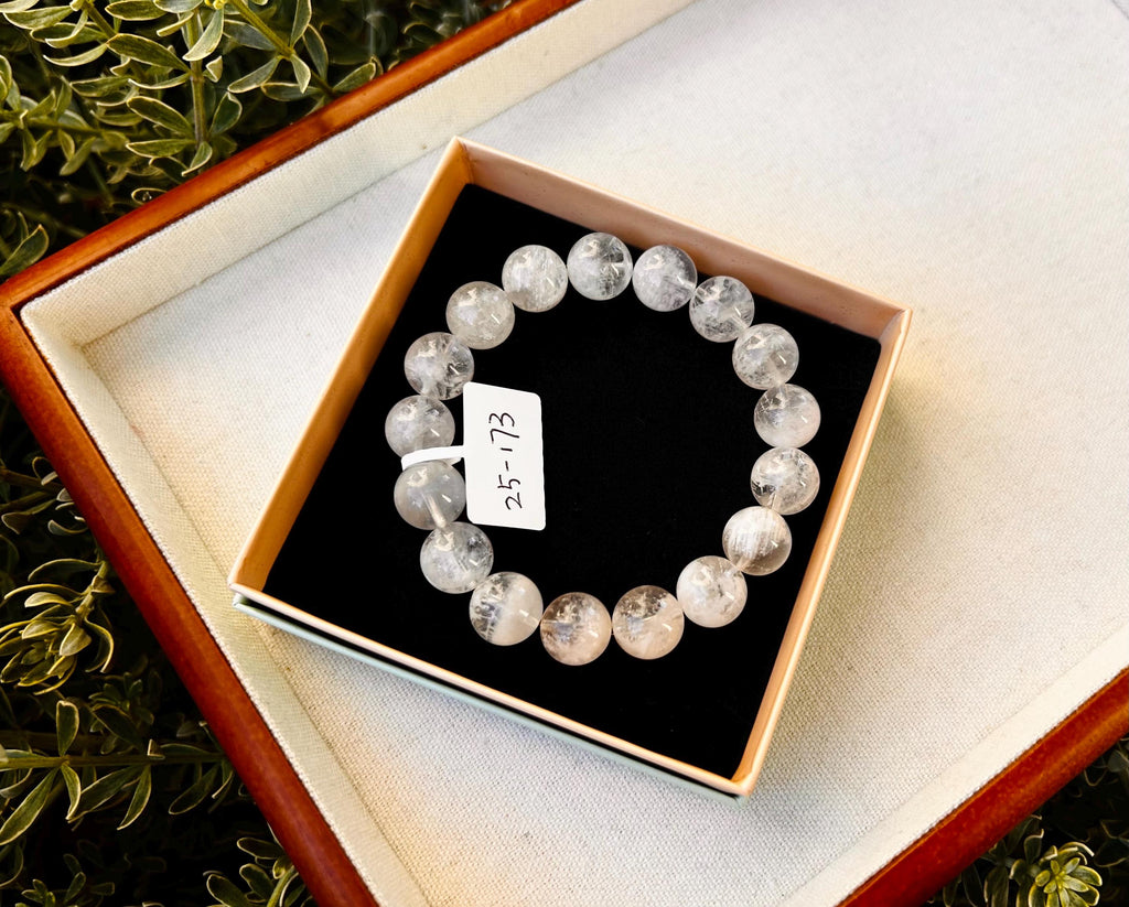 High Quality Natural Snowflake phantom Crystal bracelet, 11.5mm+ beads Natural Snowflake phantom quartz, fits up to 16cm (25-173)
