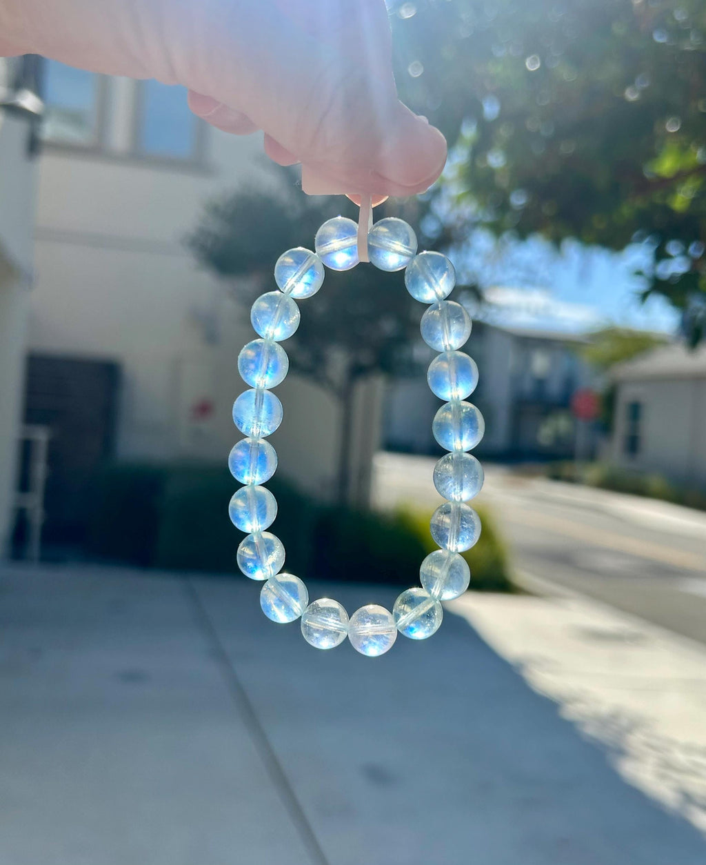High Clarity Natural Chunky Aquamarine Quartz beads bracelet, 10mm beads, fits up 17cm wrist (26-192)