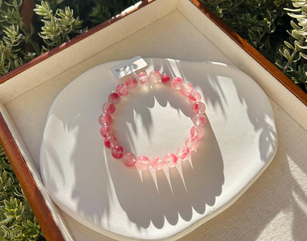 Rhodonite Gem Genuine Bracelet, Natural Icy Rhodonite Bracelet, Genuine Crystal Bracelet, fits up to 17cm  (26-024)