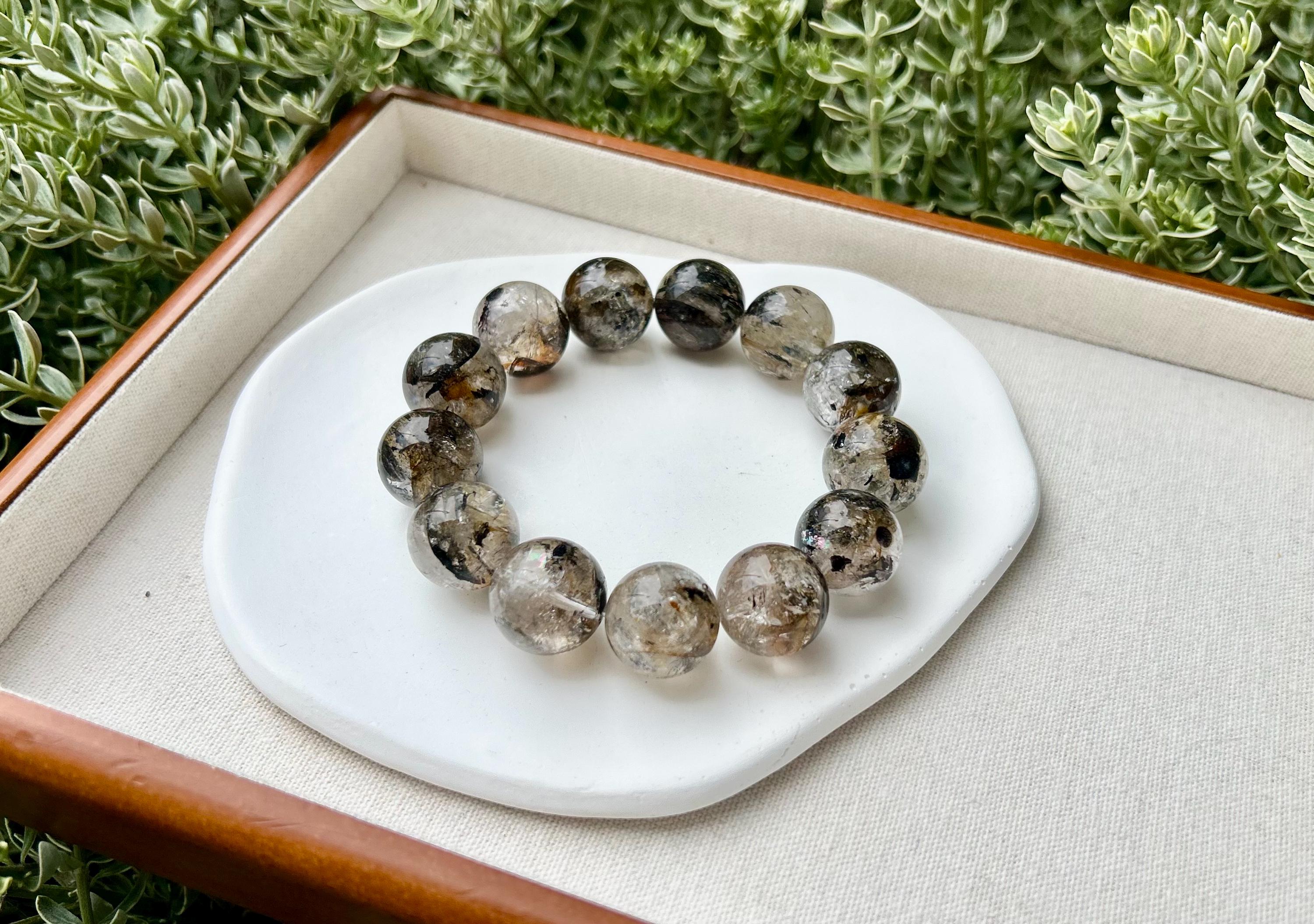 Healing Crystal, Herkimer Diamond Bracelet: Raw Golden Clay Quartz, Huge 18mm beads, fits up to 19cm wrist large size bracelet (GH-018)