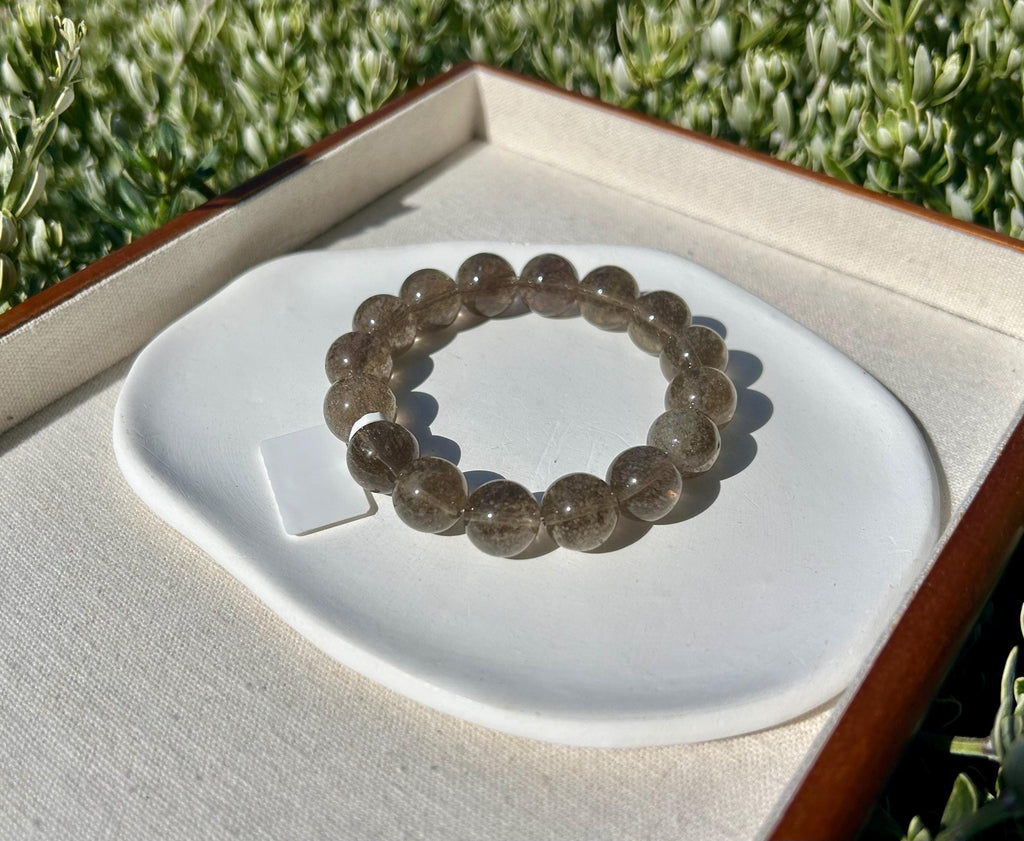 Healing Crystal, Purple Gray Chunky Libyan Desert Glass Bracelet, natural Tektite 13mm+ beads, Fits up to 16.8cm wrist (GH-036)