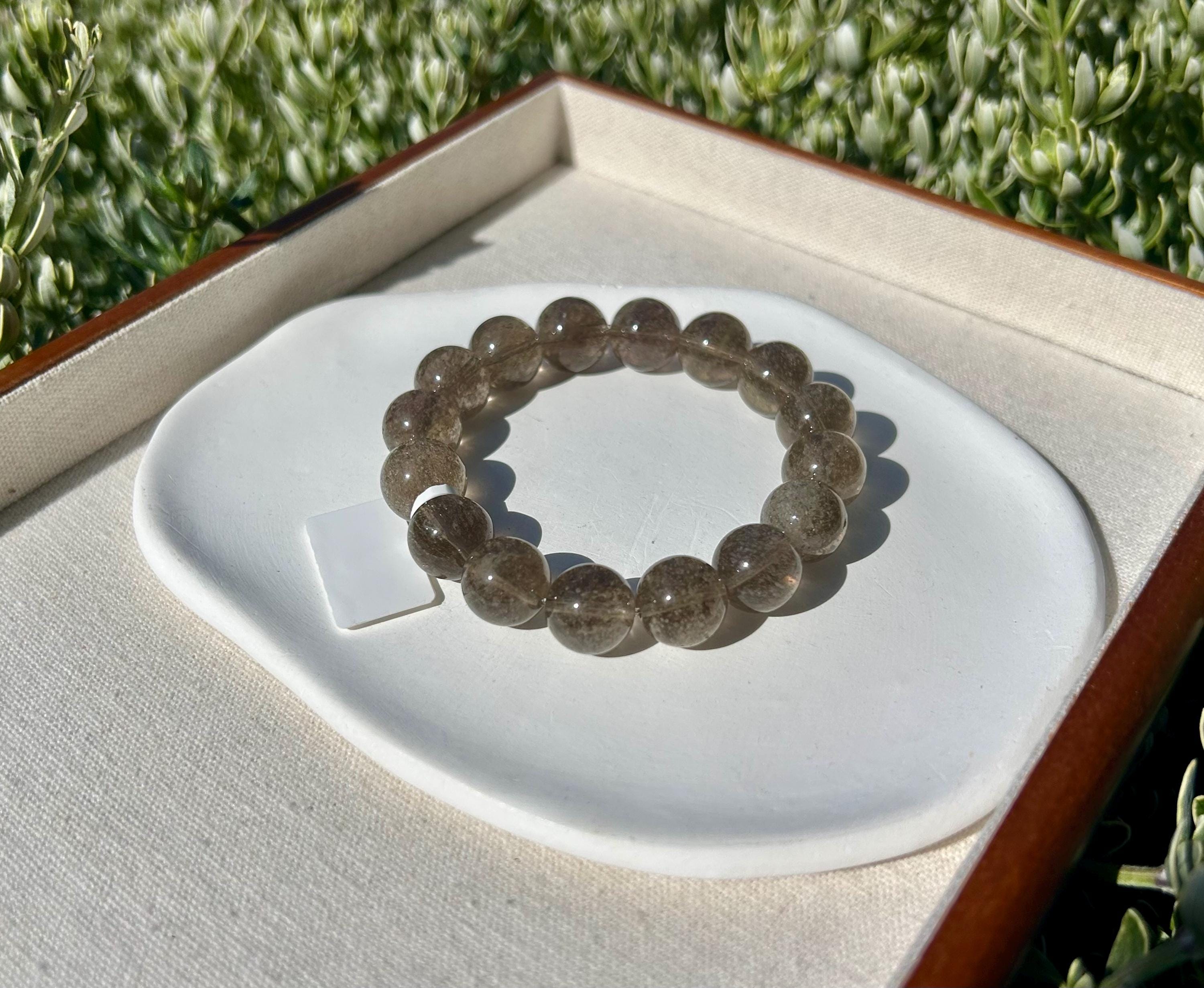 Healing Crystal, Purple Gray Chunky Libyan Desert Glass Bracelet, natural Tektite 13mm+ beads, Fits up to 16.8cm wrist (GH-036)