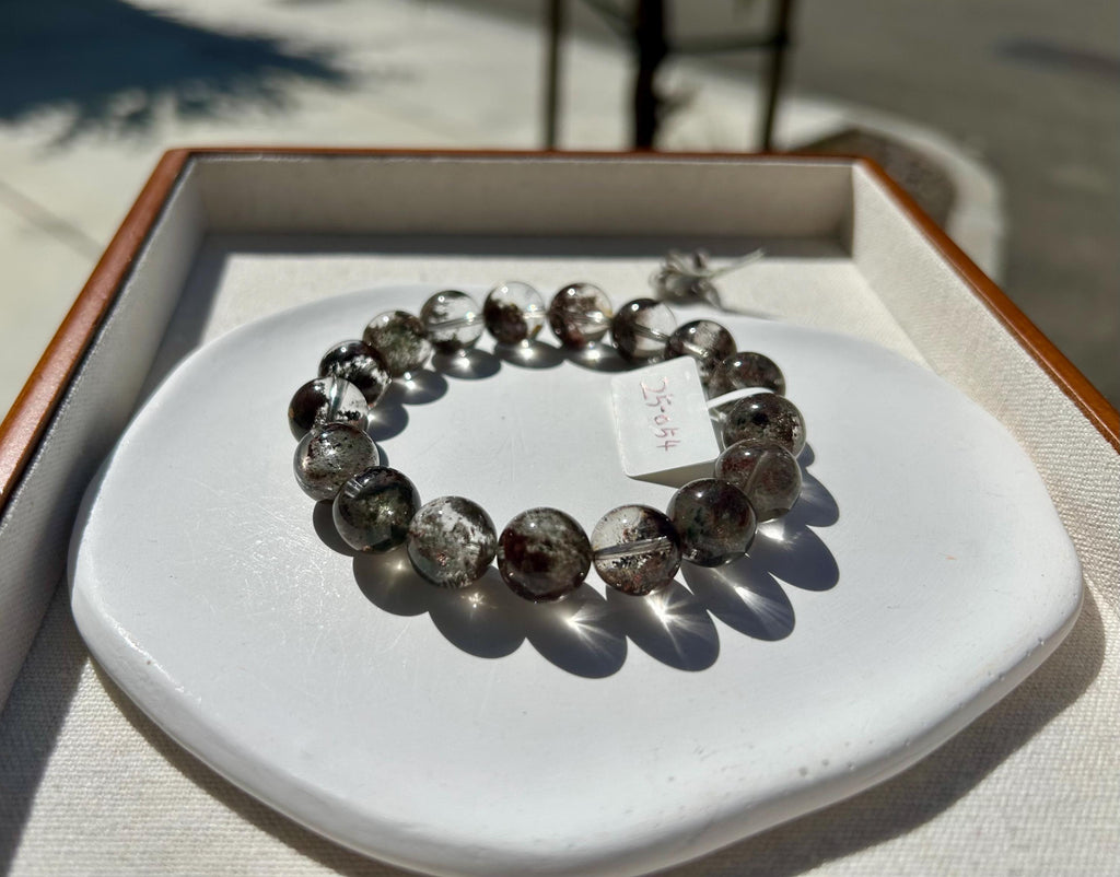 Rare seen beautiful colors phantom clean quartz beads bracelet, Chunky Crystal Beads Bracelet (25-054) (Fits up to 19cm wrist)