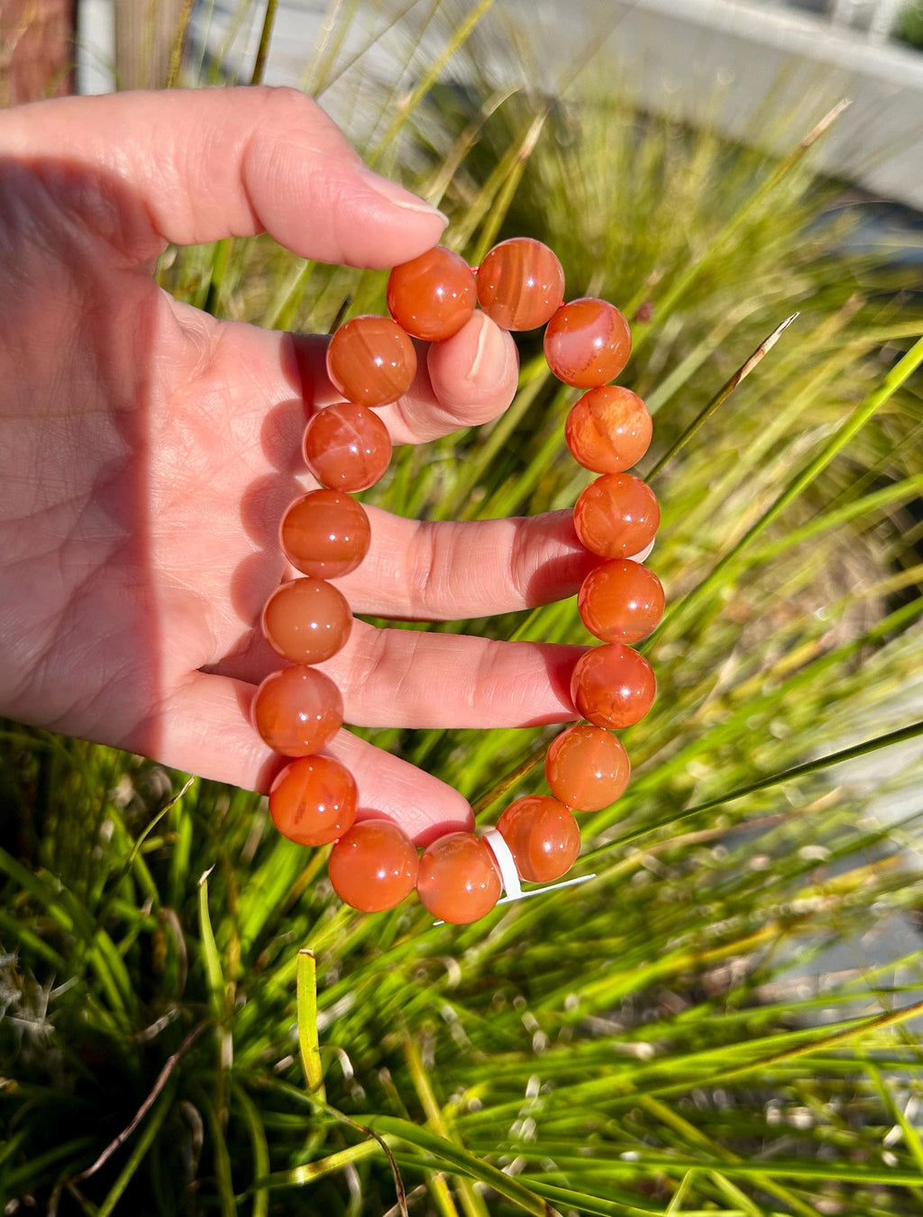 Untreated Sichuan Nanhong Agate Bracelet, 12mm Nan Hong Beads - US SELLER (26-150)