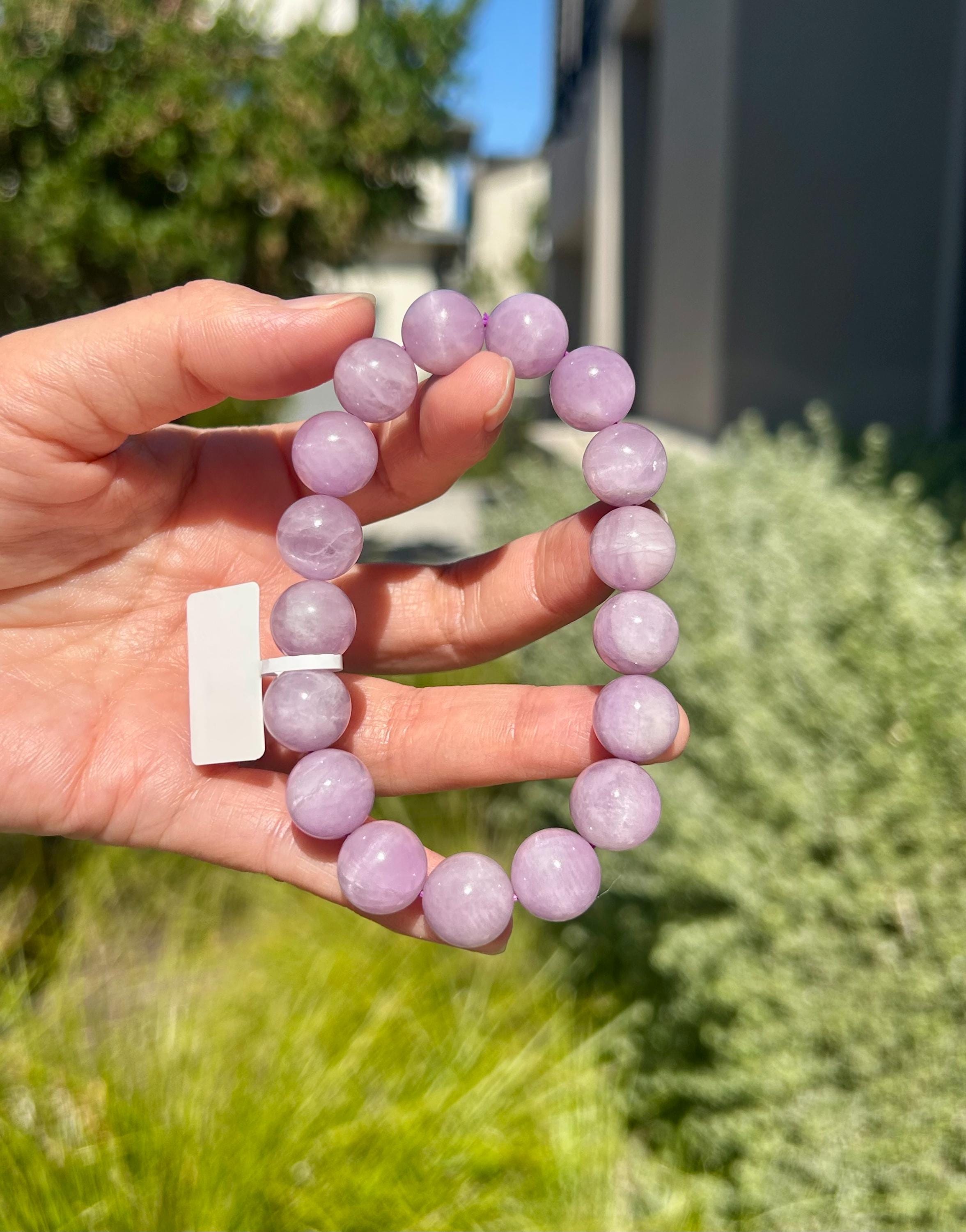 Purple Kunzite Round Beaded Bracelet, 12mm beads, fits up to 17cm wrist (26-152)