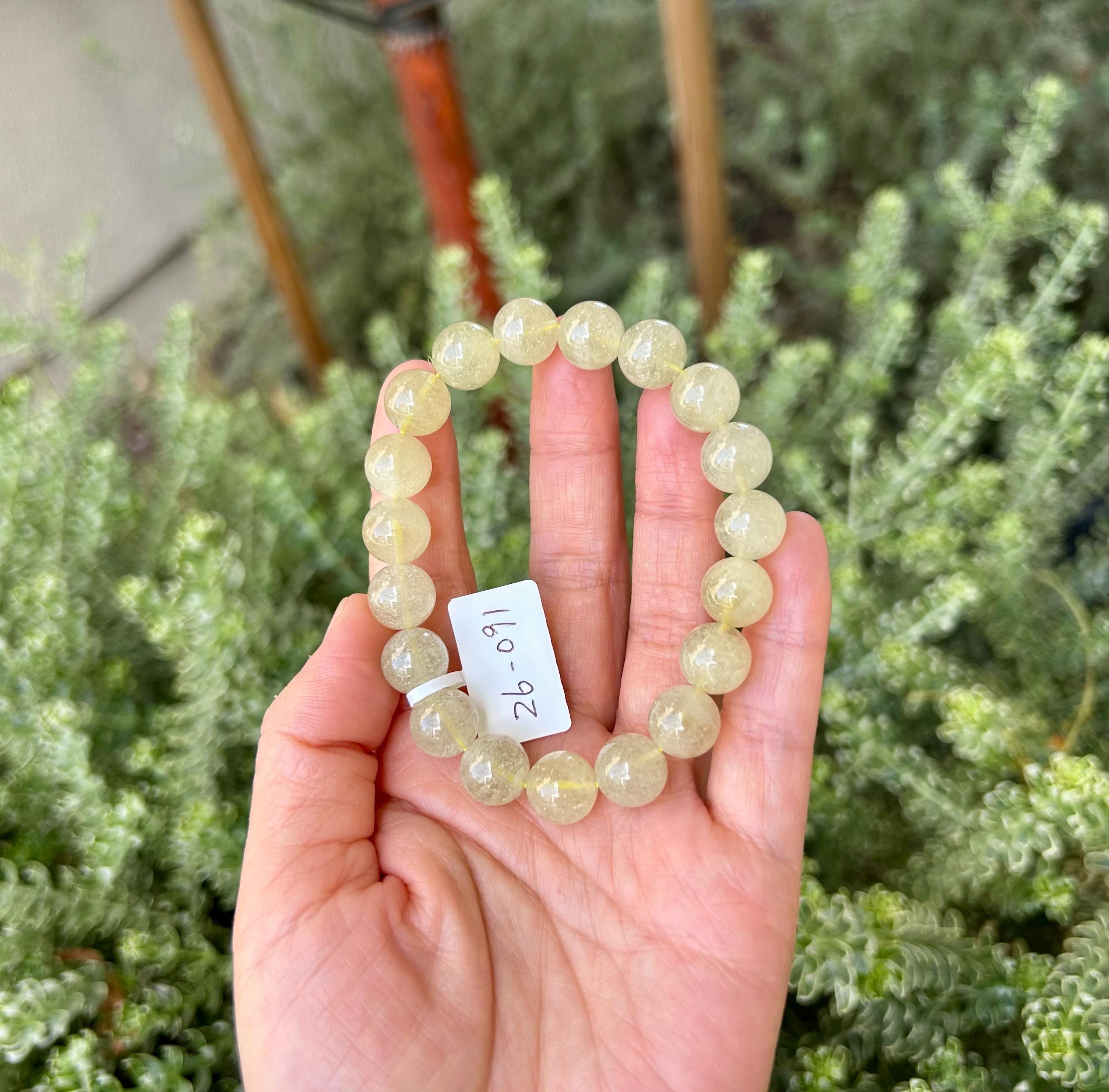 Healing Crystal, Gold Libyan Desert Glass square beads Bracelet: Tektite Beads, about 10.5mm beads, Fits up to 16.8cm wrist (26-91)