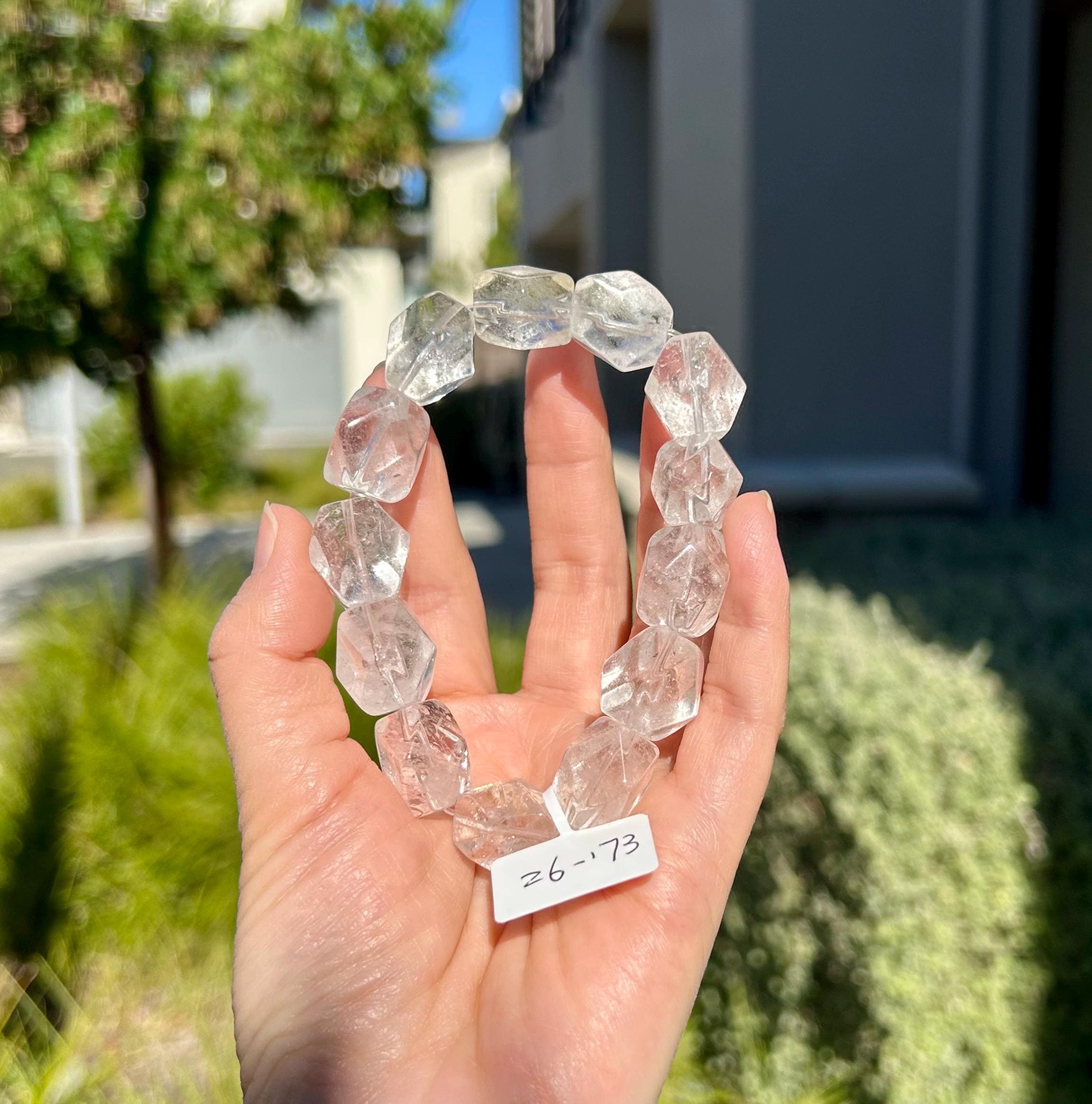Clear Quartz Crystal Nugget Bracelet, fits up to 17.5cm wrist (26-173)