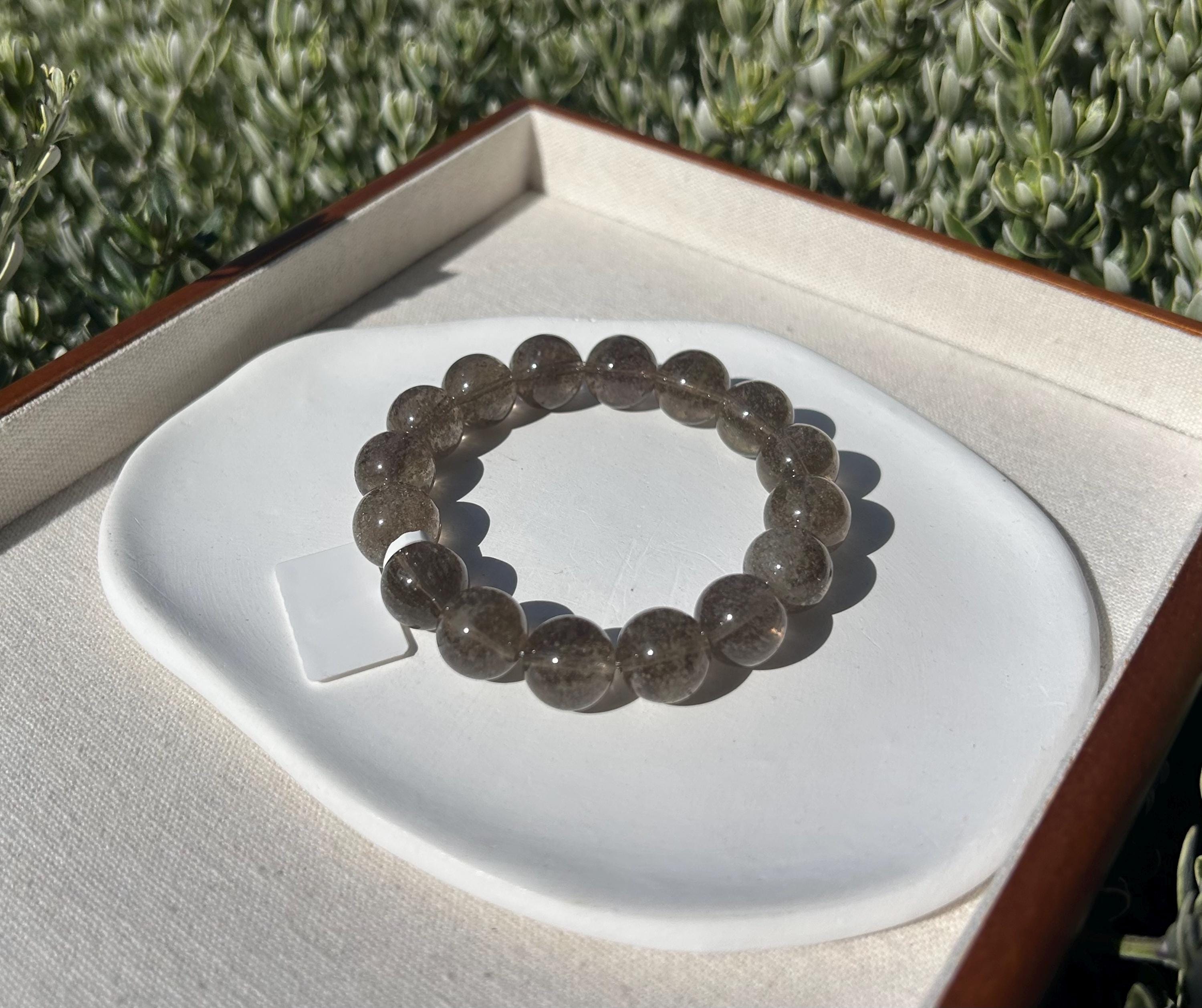 Healing Crystal, Purple Gray Chunky Libyan Desert Glass Bracelet, natural Tektite 13mm+ beads, Fits up to 16.8cm wrist (GH-036)