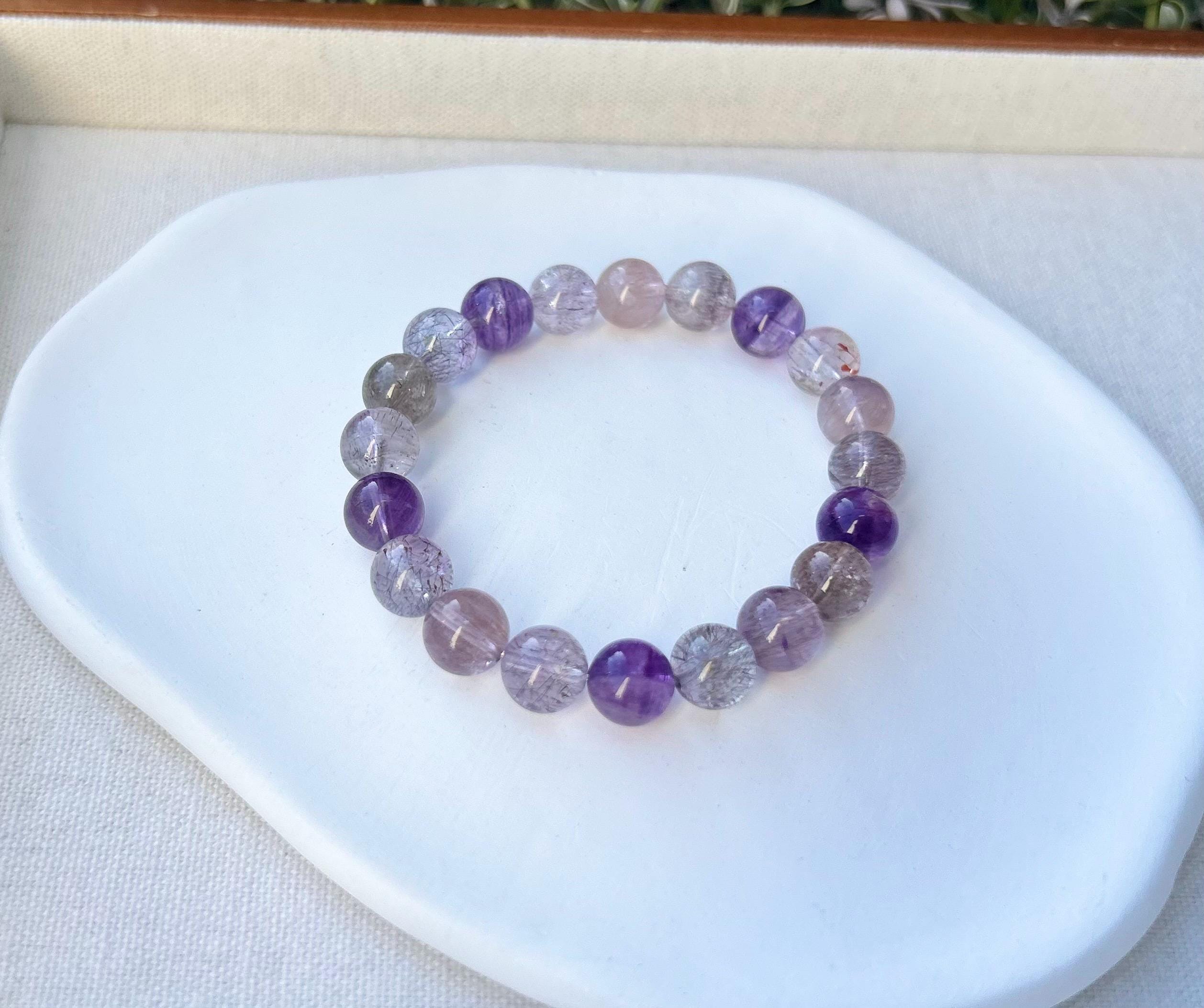 High Clarity Quality Super Seven Beads Bracelet, Clear Super seven with full of string inside - 25-102