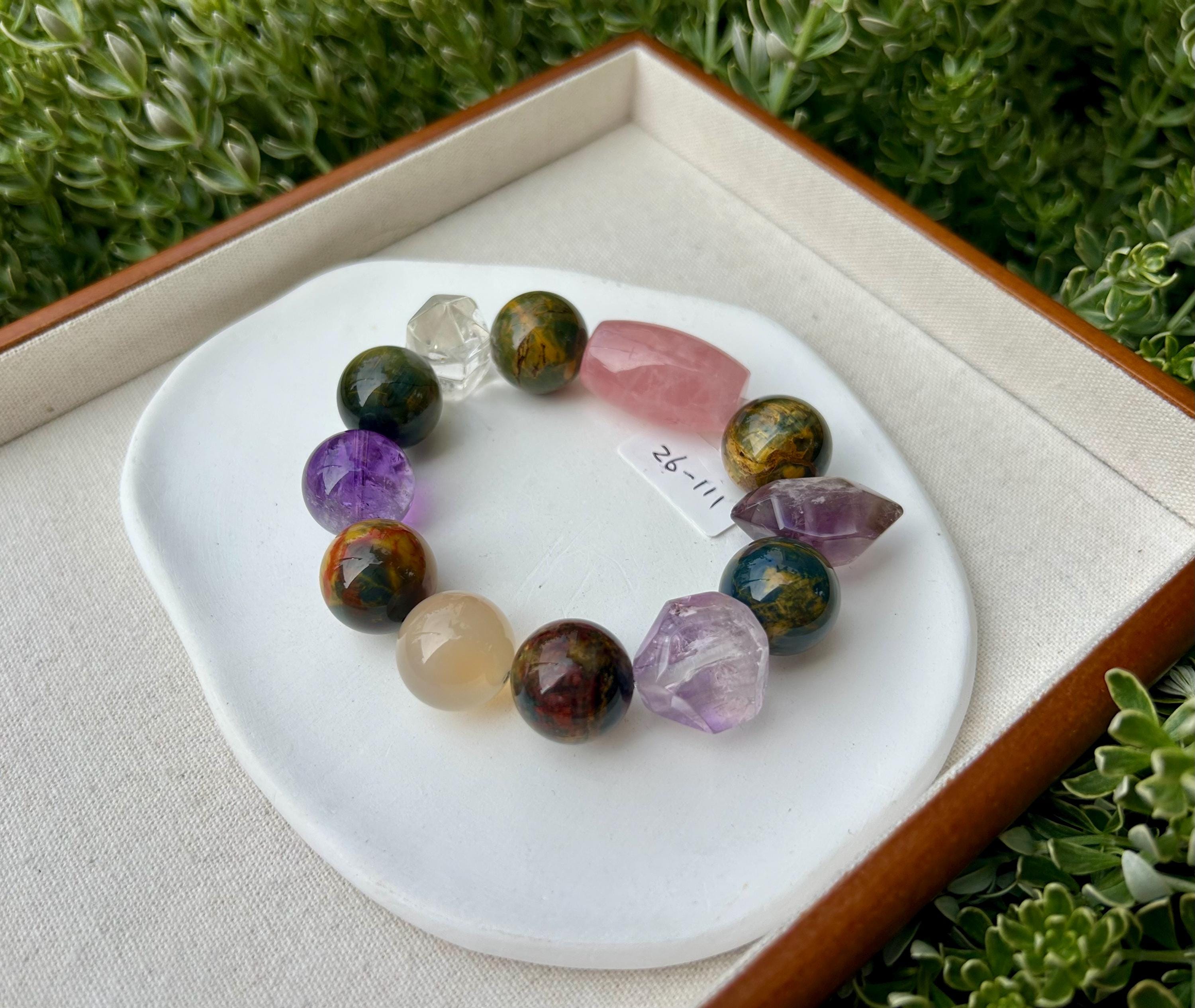 High quality Chunky Pietersite beads bracelet, with multiple color quartz beads, 18mm round Pietersite beads, fits up to 17cm wrist (26-111)