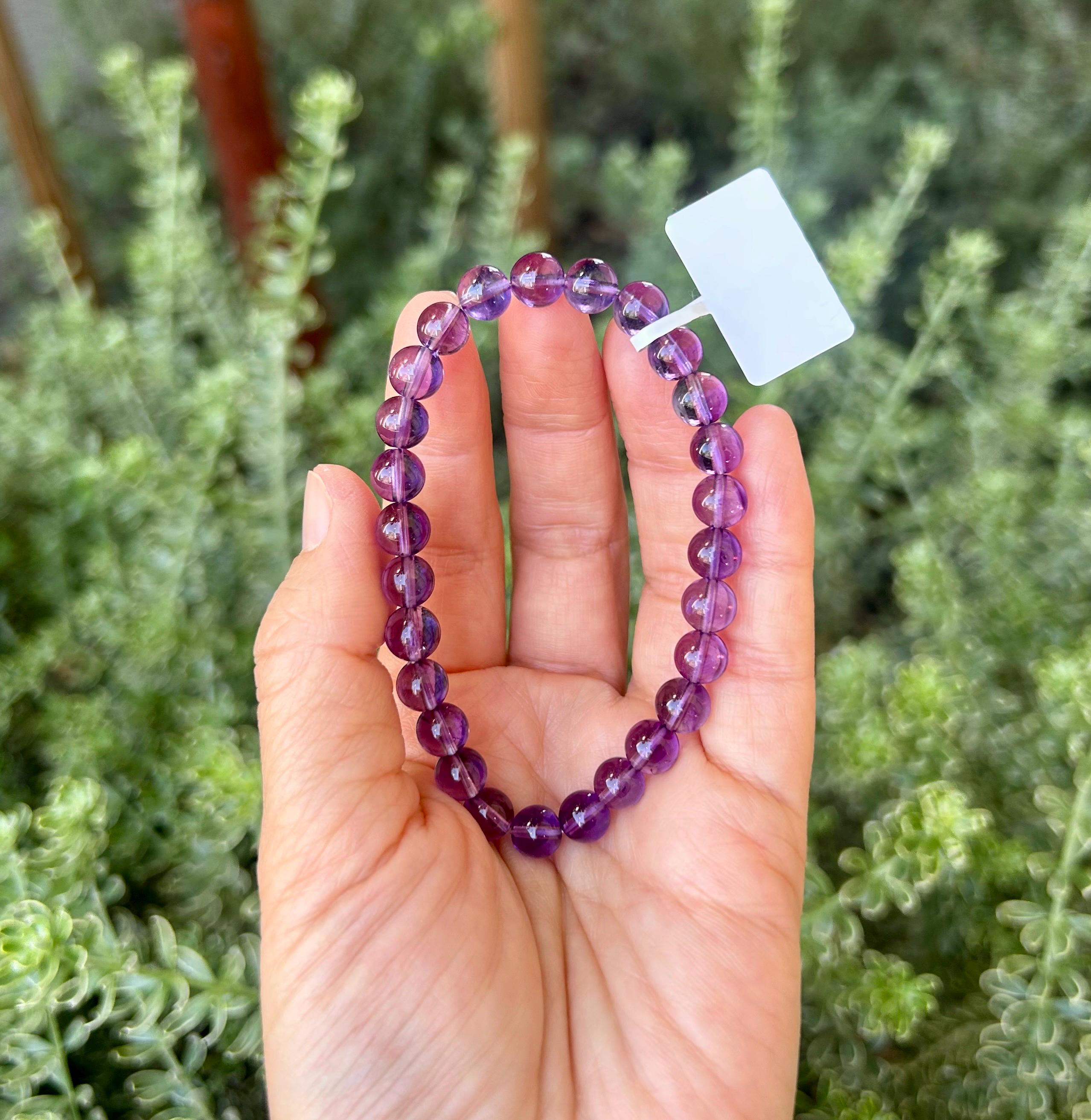 Premium select super clean Amethyst Nugget cut Bead Bracelet: Crystal Gemstone Jewelry, fits up to 16.5cm wrist (26-138)