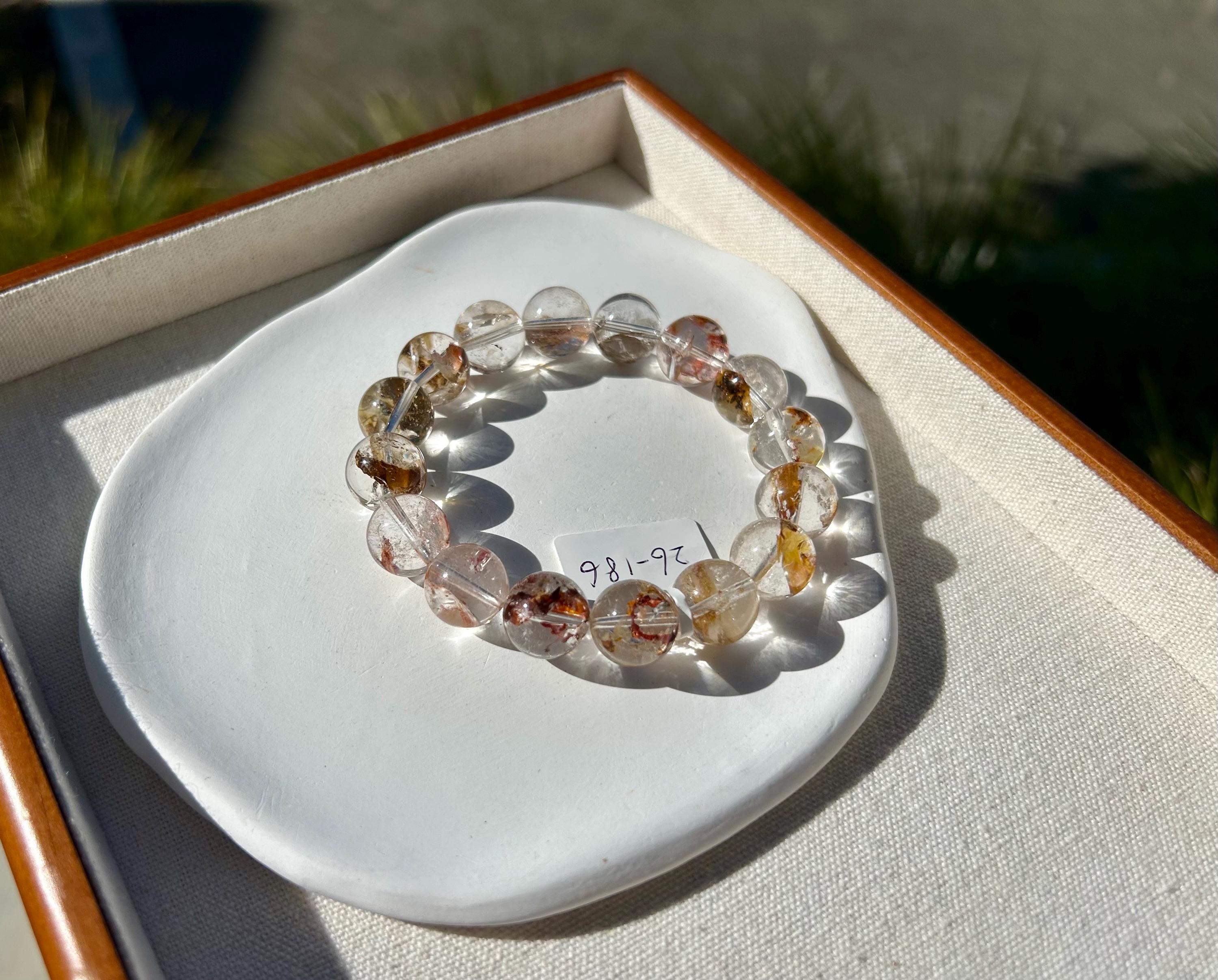 Healing Crystal, Herkimer Diamond Crystal Bracelet: High Frequency Healing Gemstone, 13mm beads, Fits up to 17cm wrist,  (26-186)