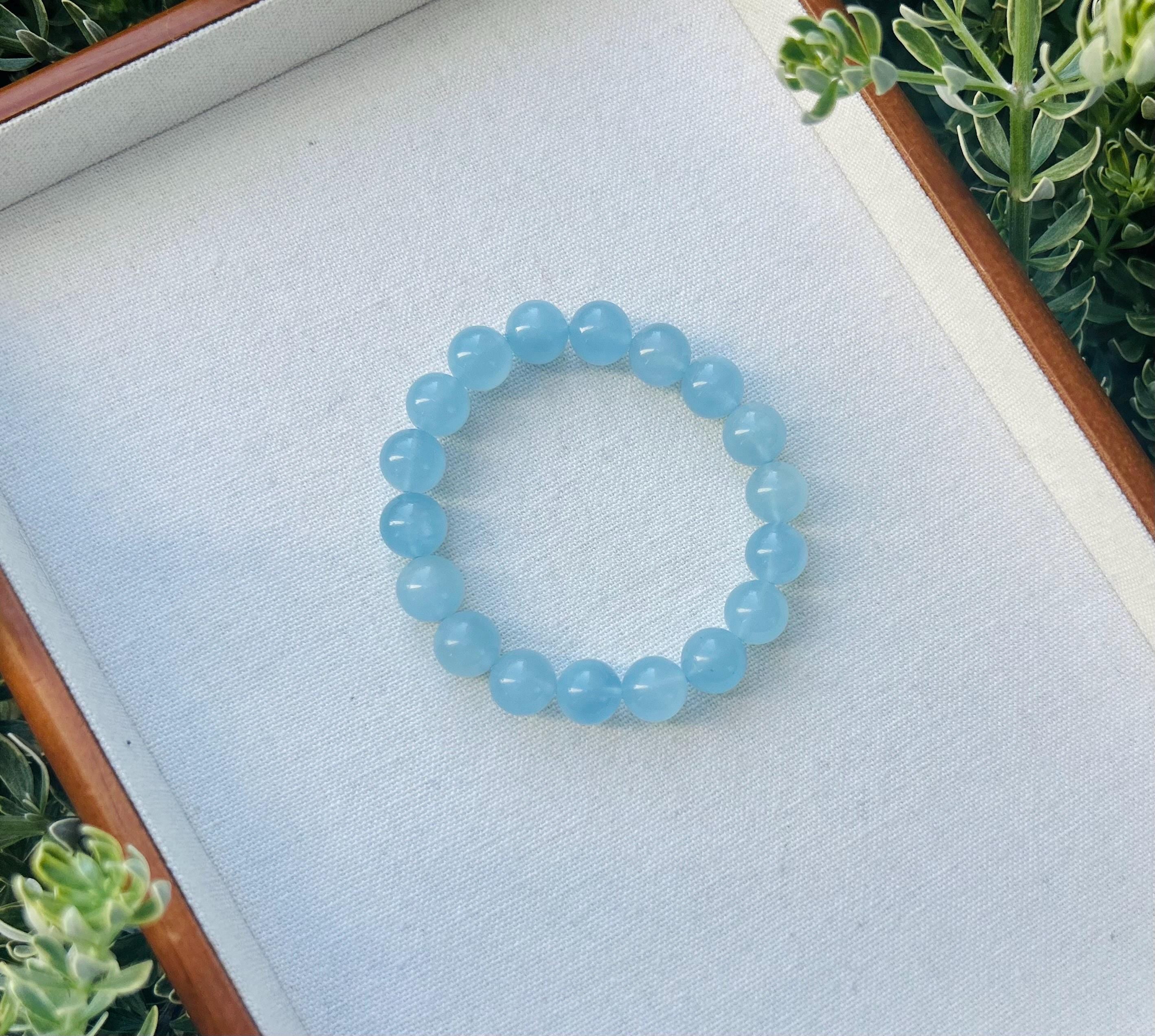 High quality Natural Chunky Aquamarine Quartz beads bracelet, High Quality Gem Aquamarine Chunky Bracelet for Stress Relief (25-039)