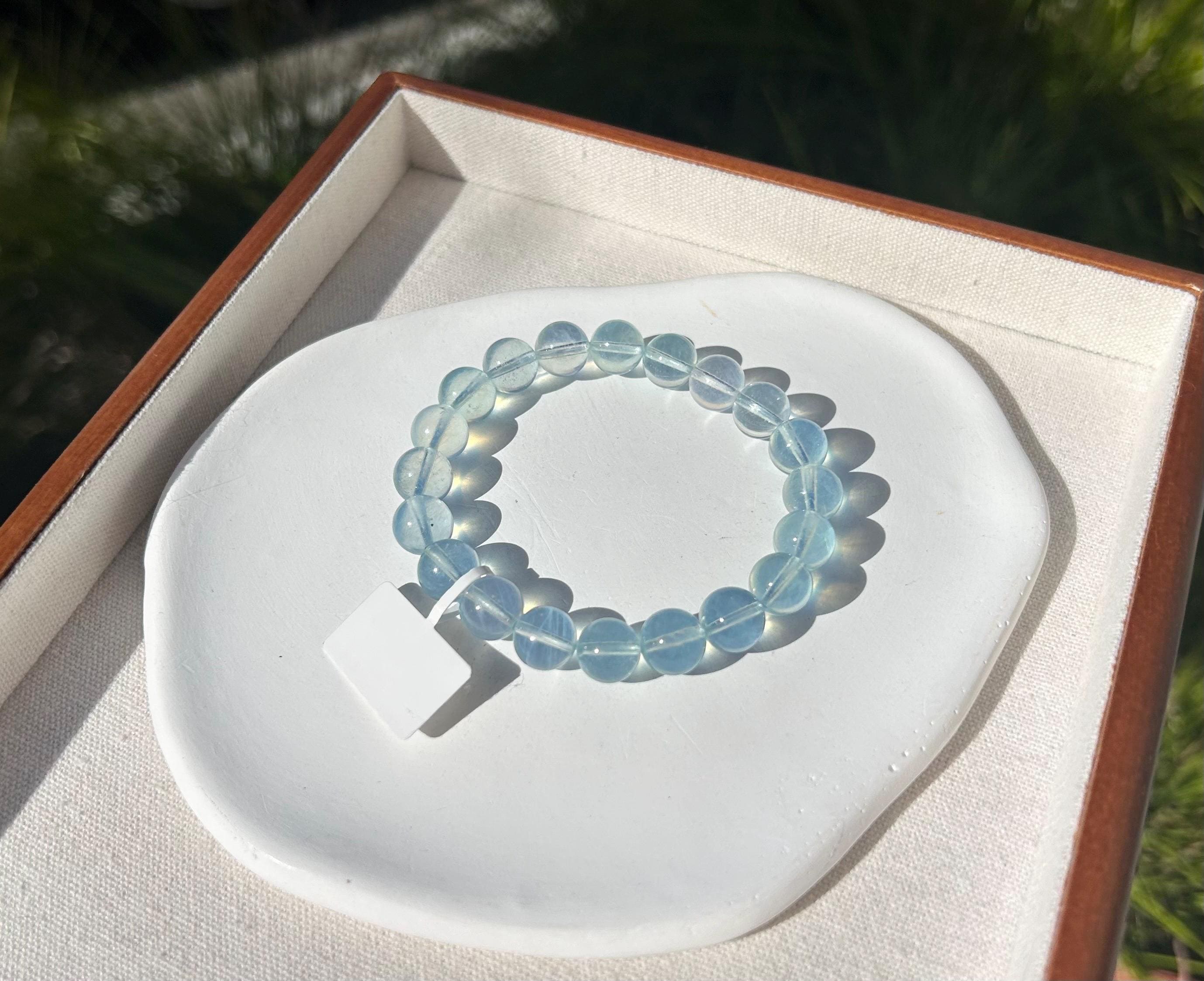 High Clarity Natural Chunky Aquamarine Quartz beads bracelet, 10mm beads, fits up 17cm wrist (26-192)