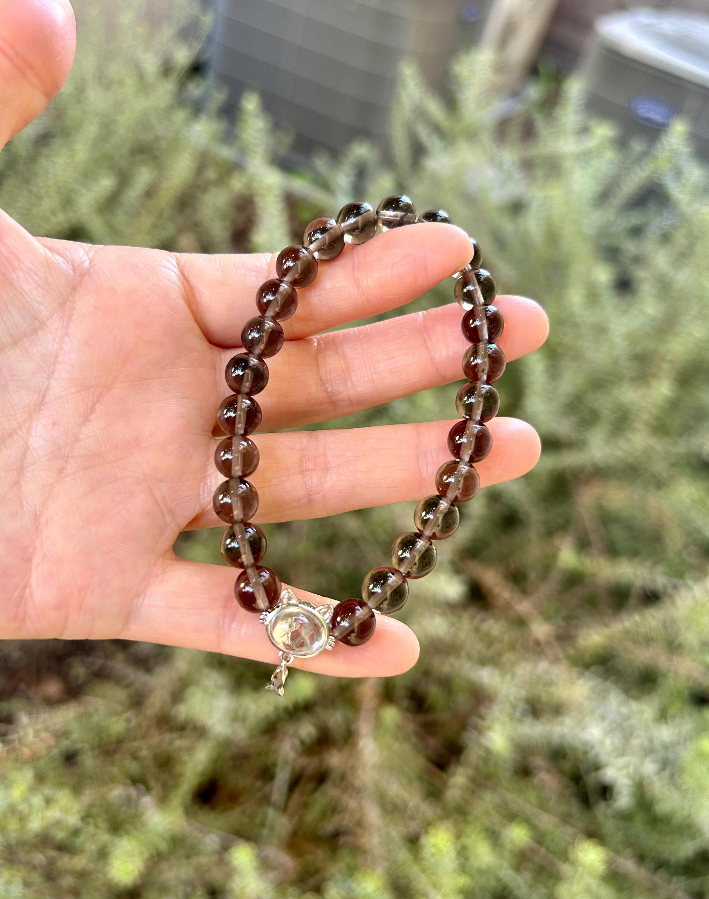 Clear obsidian beads bracelet, good healing and protective stone bracelet, fits up to 17cm wrist (26-057)
