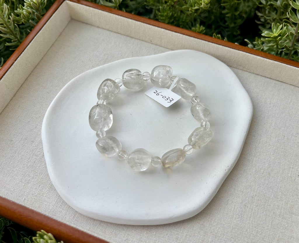 Clear Quartz Crystal Nugget Bracelet - Natural Stone Jewelry, fits up to 17.5cm wrist (26-033)