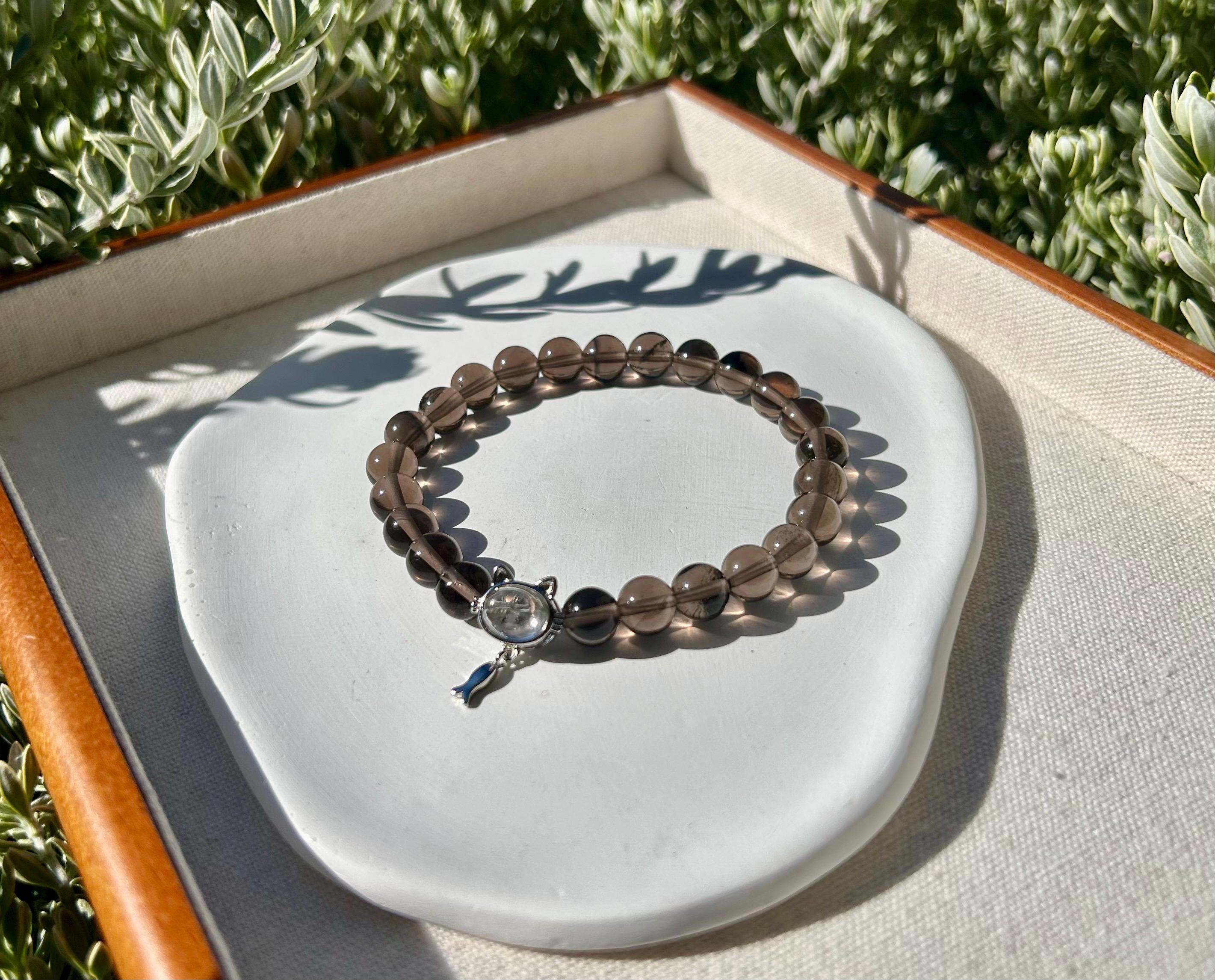 Clear obsidian beads bracelet, good healing and protective stone bracelet, fits up to 17cm wrist (26-057)