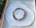 Premium select, Natural Rainbow Tourmaline 9mm+ beads Bracelet, Fits up to 16cm wrist. (GH-012)