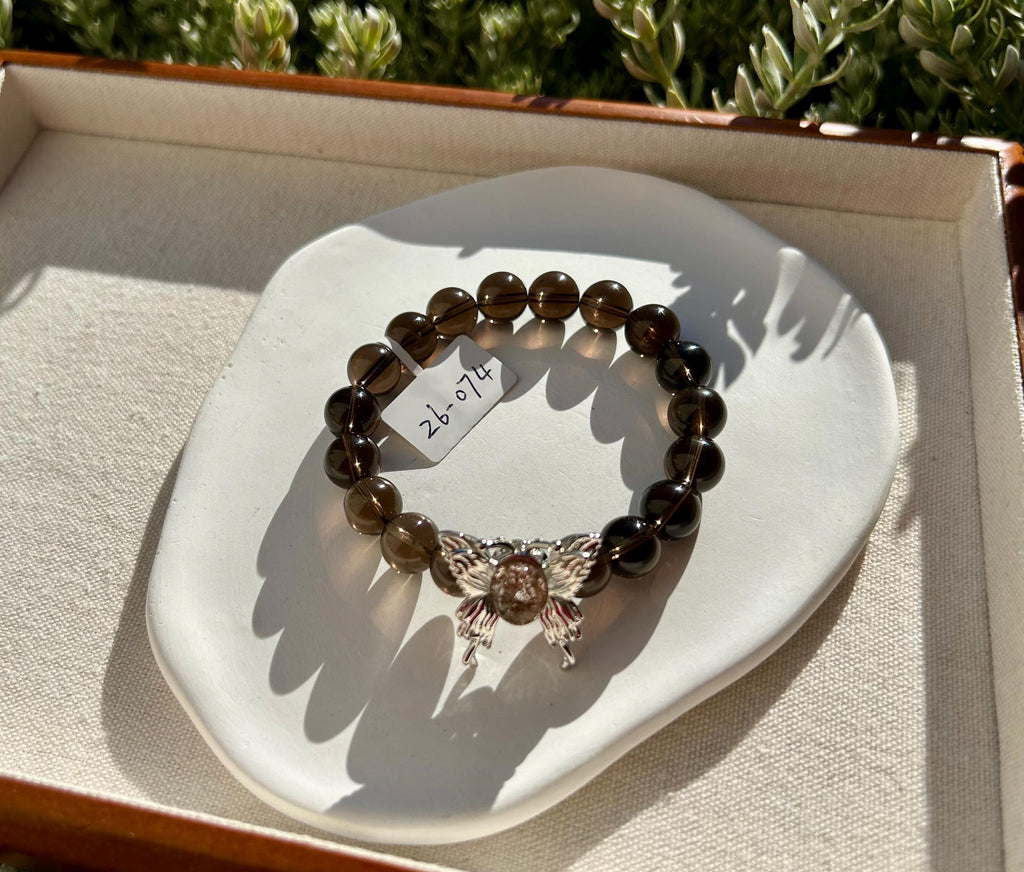 High Quality Natural Smoky Quartz Crystal Bracelet, good healing and protective stone bracelet, Fits up to 16.5cm wrist (26-074)