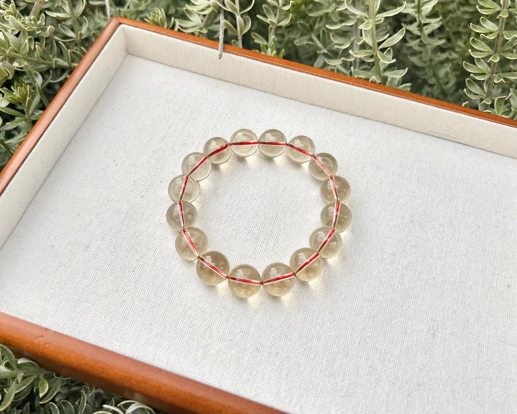 Chunky Citrine Crystal Bracelet – Light Yellow, Solar Plexus Chakra, 14mm beads, Fits up to 18cm (GH-005)