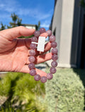 Large size bracelet, Purple Rose Quartz beads Bracelet, 11.5mm beads, Fits up to 17.5cm wrist. (25-205)