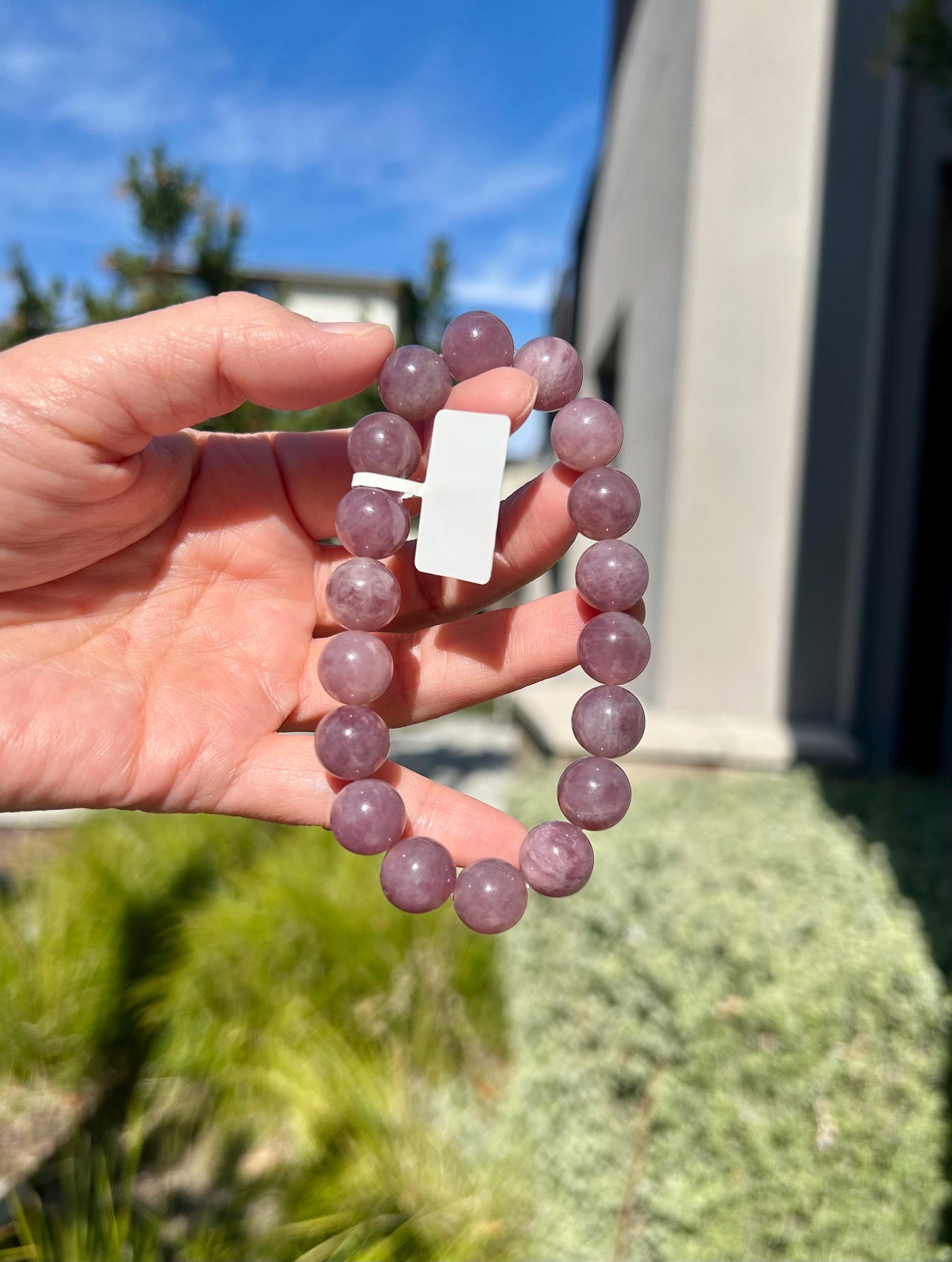 Large size bracelet, Purple Rose Quartz beads Bracelet, 11.5mm beads, Fits up to 17.5cm wrist. (25-205)