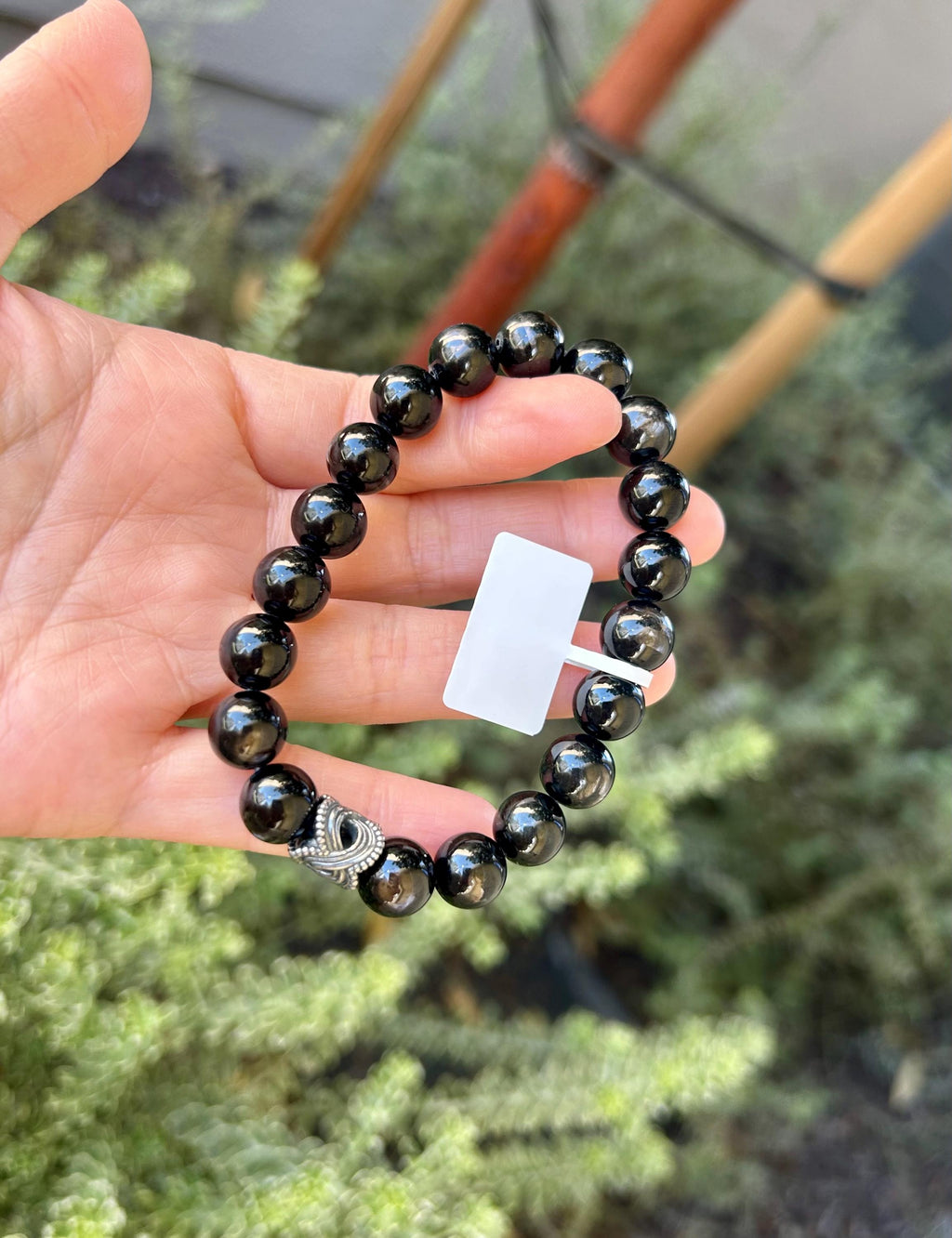 Nature Hypersthene Beads Bracelet, 10mm Hypersthene beads, fits up to 17cm wrist, Lucky Stone, Gold luck stone (26-088)