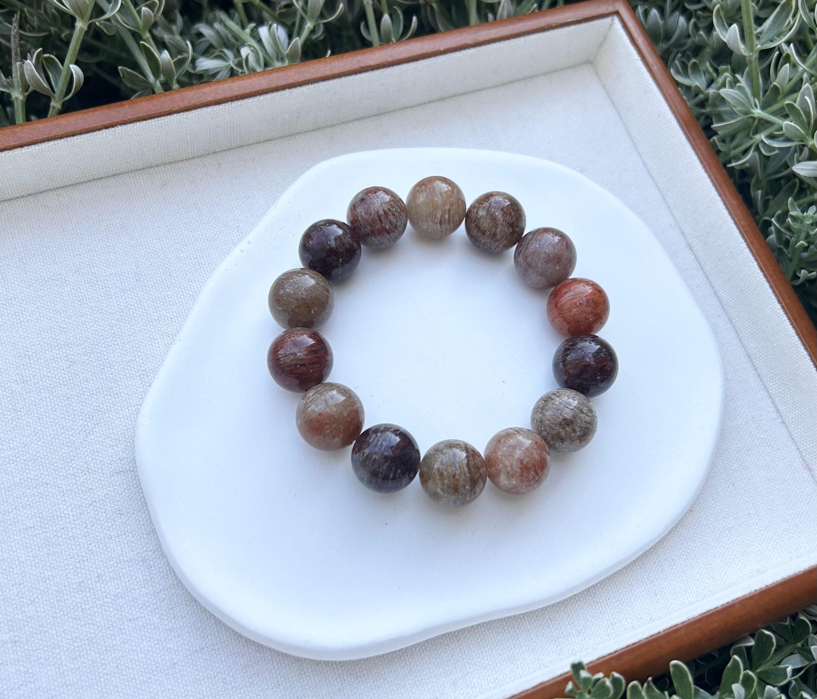 Chunky Phantom Quartz Crystal Beaded Bracelet - 16mm (25-062)