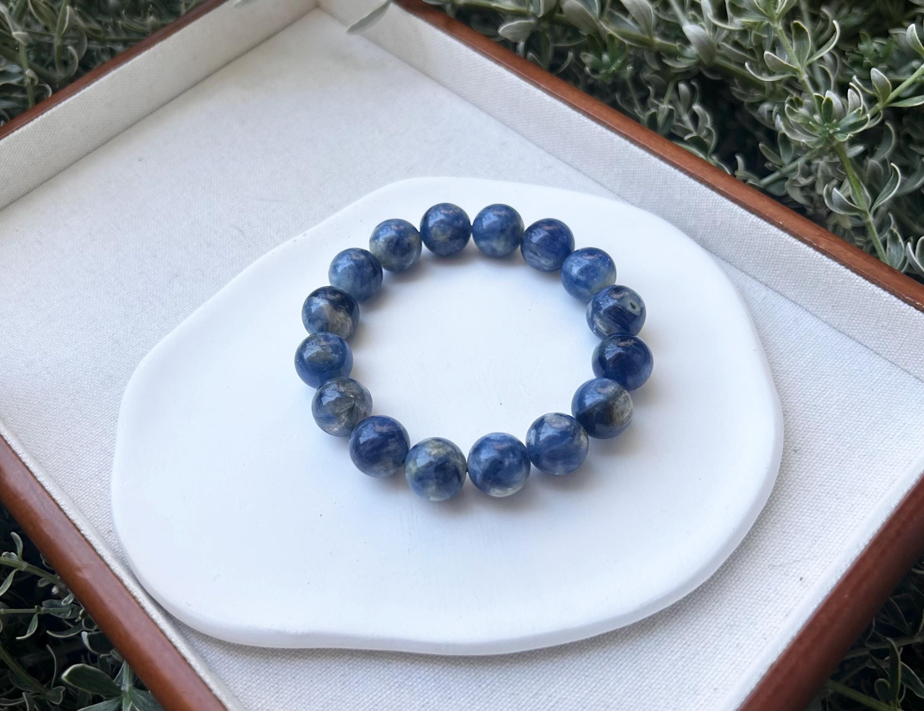 Chunky Blue Kyanite Bracelet: Genuine Green Kyanite Healing Stone  (25-057)