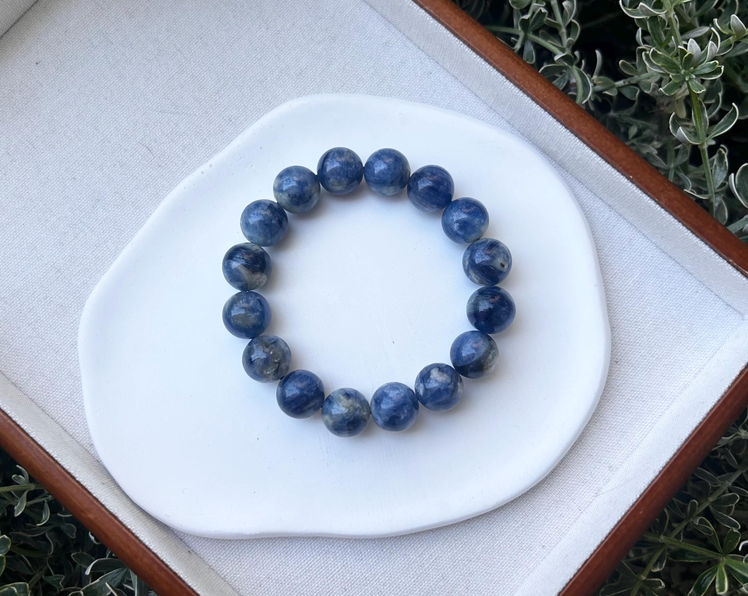 Chunky Blue Kyanite Bracelet: Genuine Green Kyanite Healing Stone  (25-057)