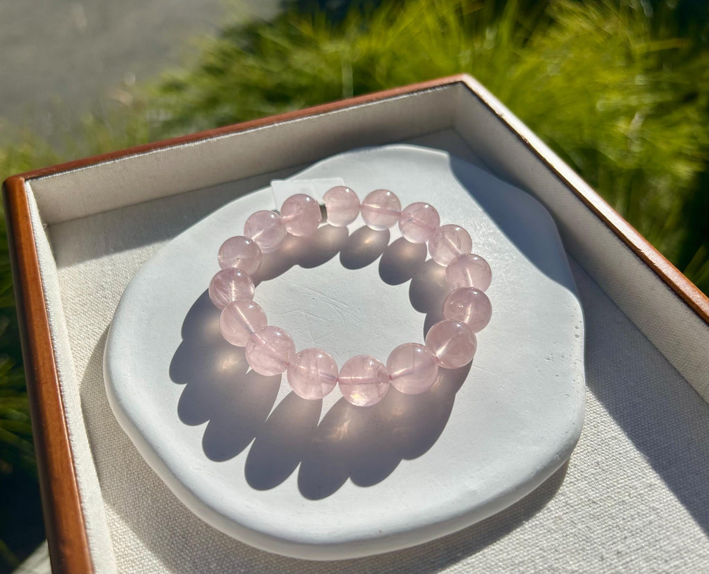 Chunky Rose Quartz Beaded Bracelet - 13mm+ Crystal Beads, fits up to 16.8mm wrist (26-185)