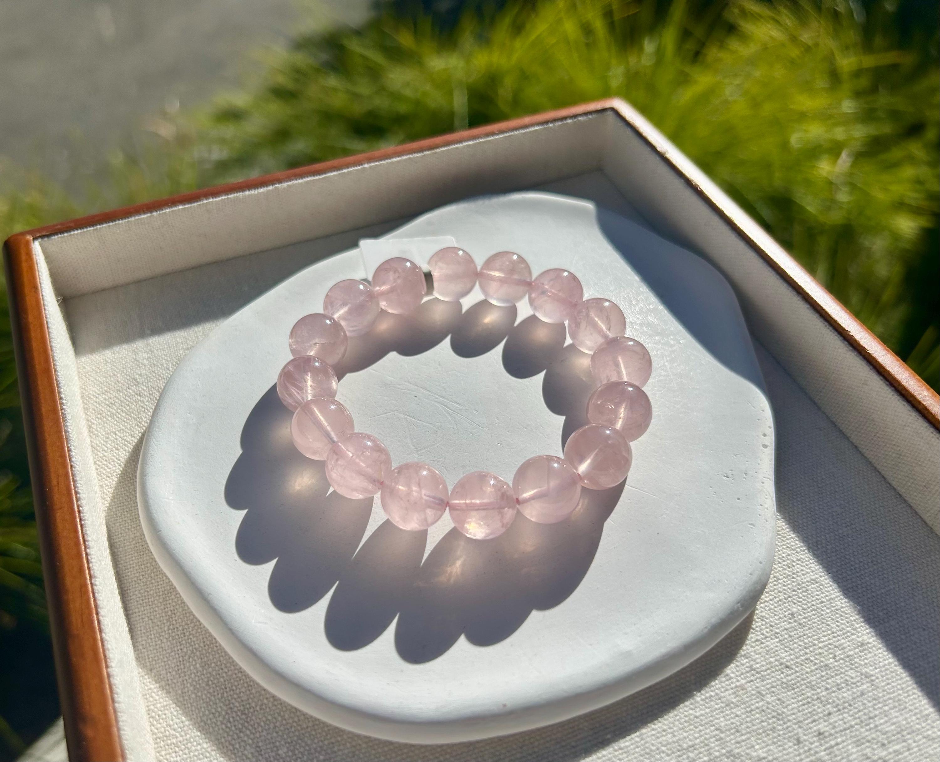 Chunky Rose Quartz Beaded Bracelet - 13mm+ Crystal Beads, fits up to 16.8mm wrist (26-185)