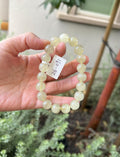 Healing Crystal, Gold Libyan Desert Glass square beads Bracelet: Tektite Beads, about 10.5mm beads, Fits up to 16.8cm wrist (26-91)