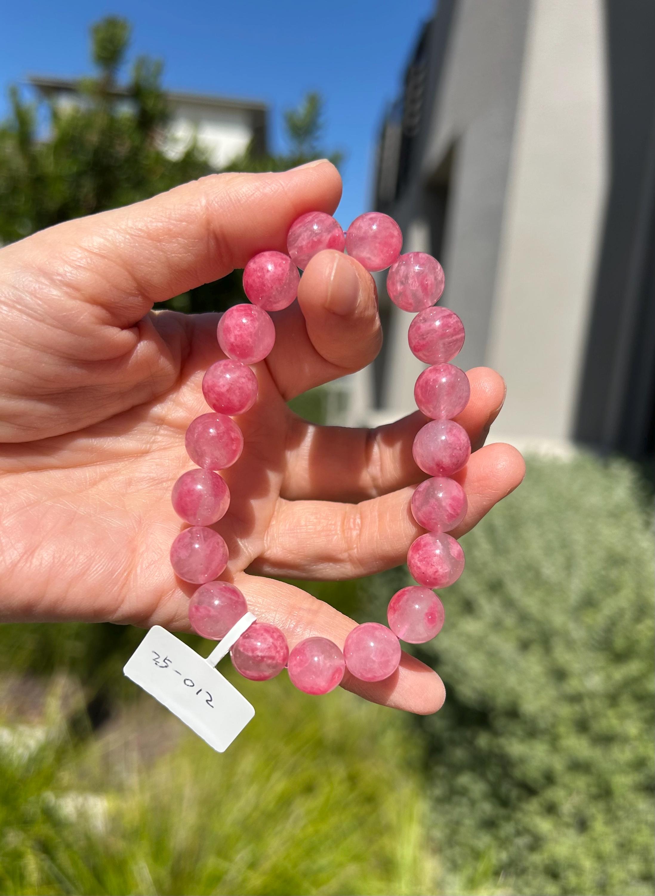 Chunky Rhodonite Gem Genuine Bracelet, Natural Icy Rhodonite Bracelet, Fits up to 17cm wrist  (25-012)