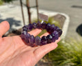 Natural double terminations amethyst bracelet (chunky), genuine crystal beads bracelet, fits up to 16cm wrist (25-075)