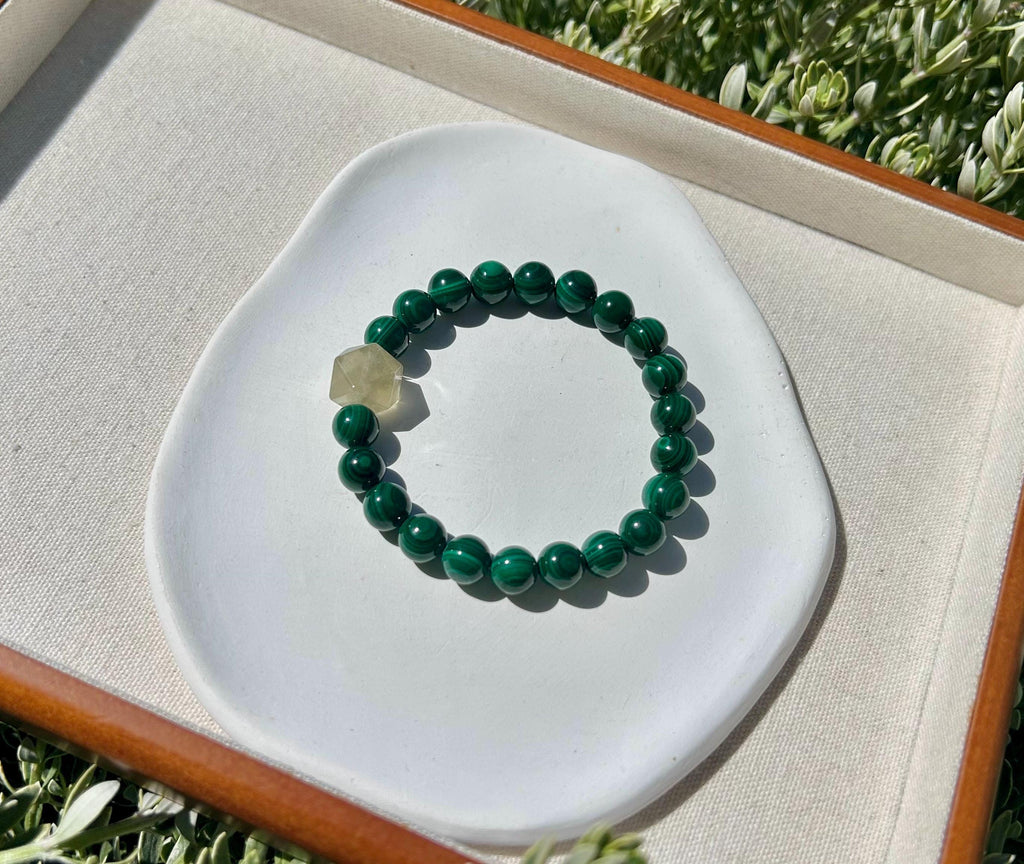 High Quality Natural Malachite Bracelet, Peacock Stone Beads Bracelet, fits up to 17cm wrist (26-131)