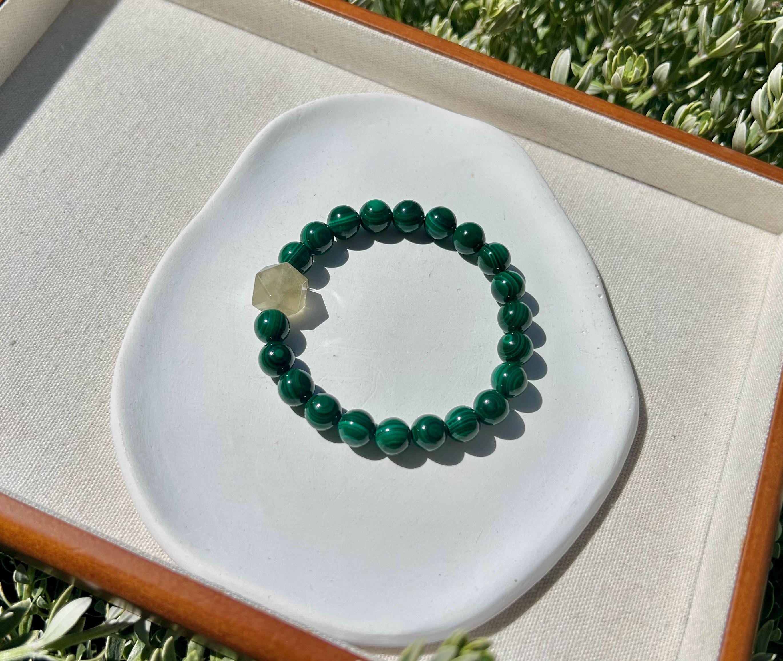 High Quality Natural Malachite Bracelet, Peacock Stone Beads Bracelet, fits up to 17cm wrist (26-131)